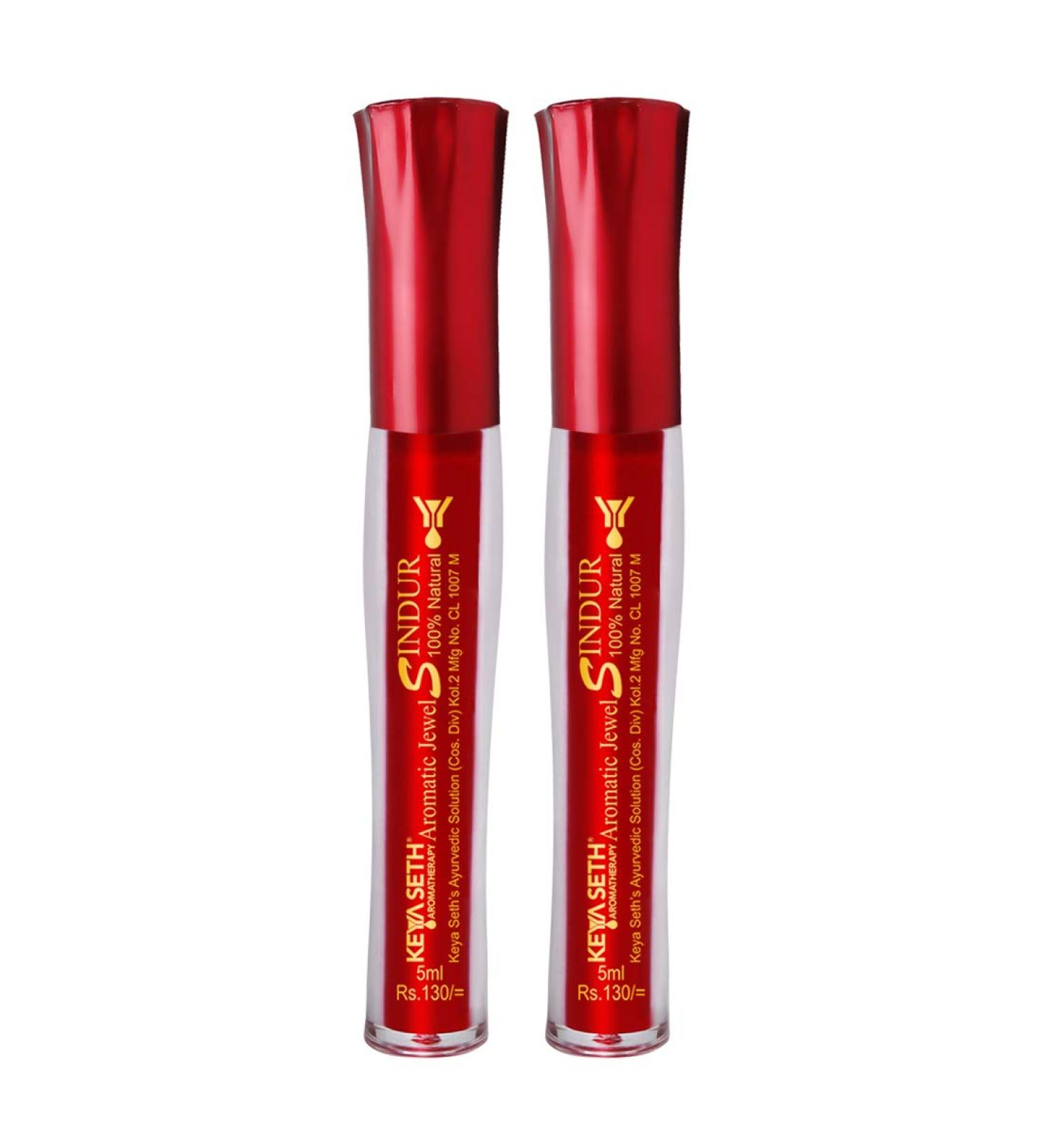 Keya Seth Aromatherapy Liquid Sindur - 100% Natural Herbal Extracts & Floral Pigments - Waterproof Red - 5ml (Pack of 2) - Buy Online on GoSupps.com
