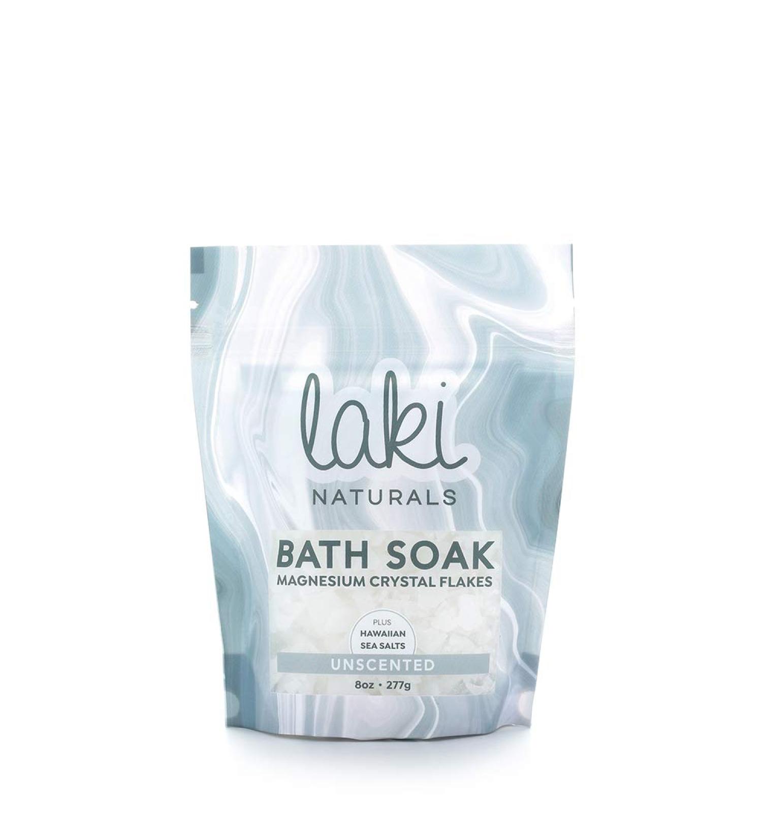 LAKI NATURALS Unscented Magnesium Flake Soak 8 OZ - 100% Natural Soothing Bath Soak - Buy Online on GoSupps.com