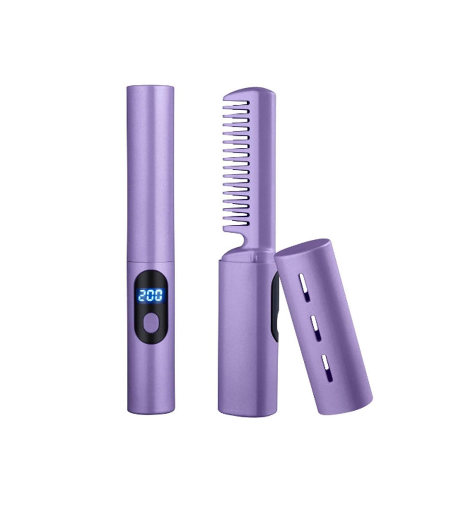 Wireless Mini Hair Straightener & Curler 2-in-1 - Portable Anti-Scald Electric Brush for Effortless Styling - Buy Online on GoSupps.com