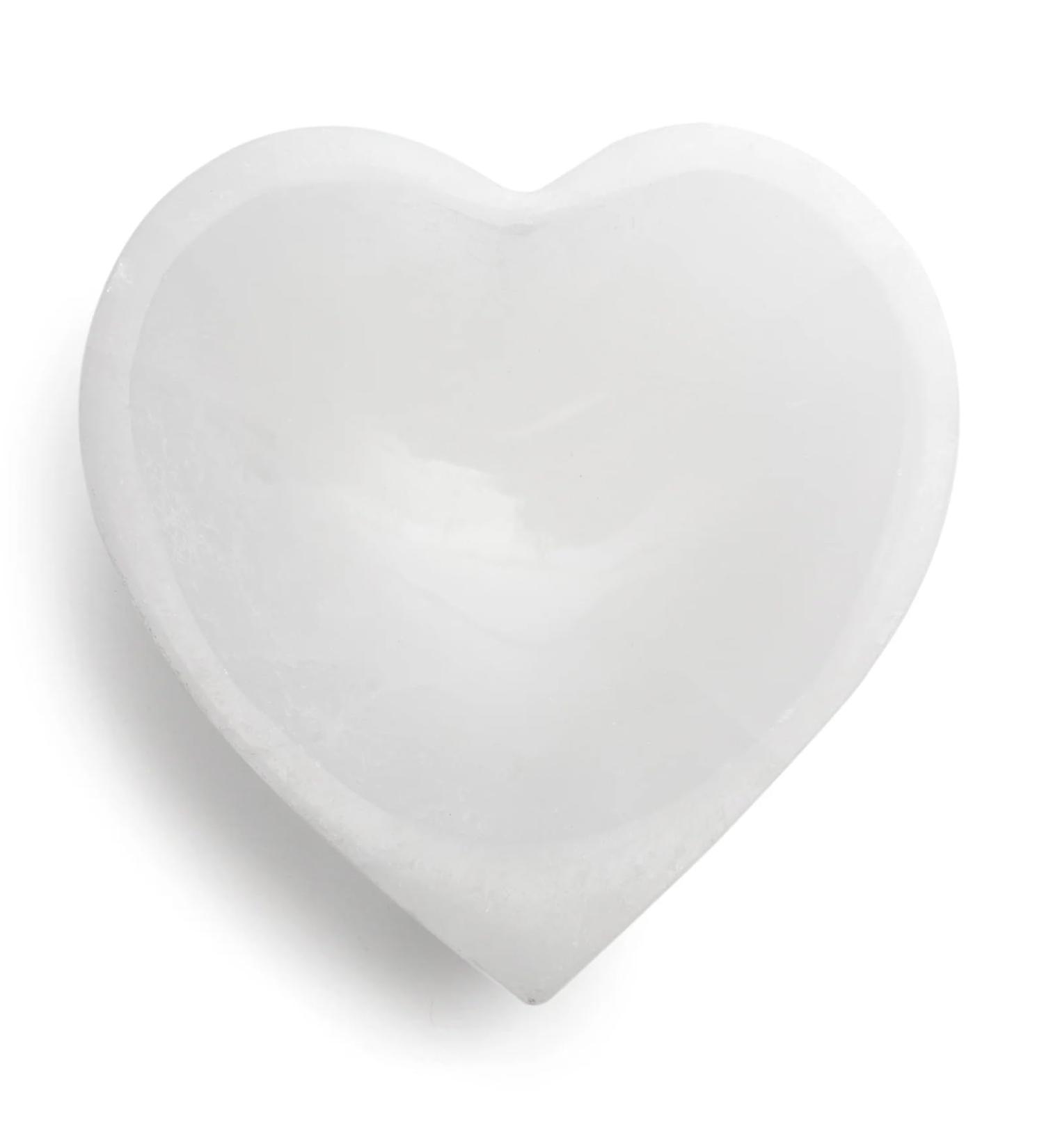 Selenite Charging Heart Bowl 10cm - Spiritual Healing Crystal Alter Bowl for Cleansing and Recharging Crystals - Meditation Decoration Gift - Buy Online on GoSupps.com