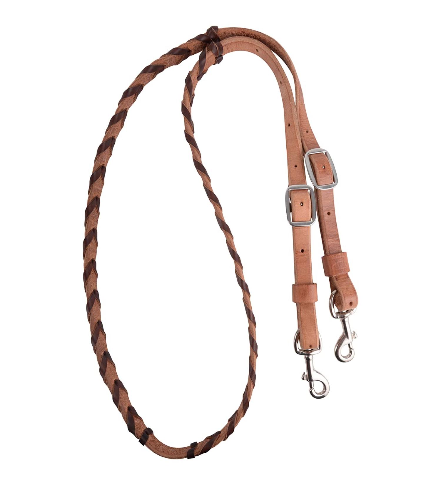 Martin Saddlery Latigo Barrel Reins with Colored Laces Chocolate