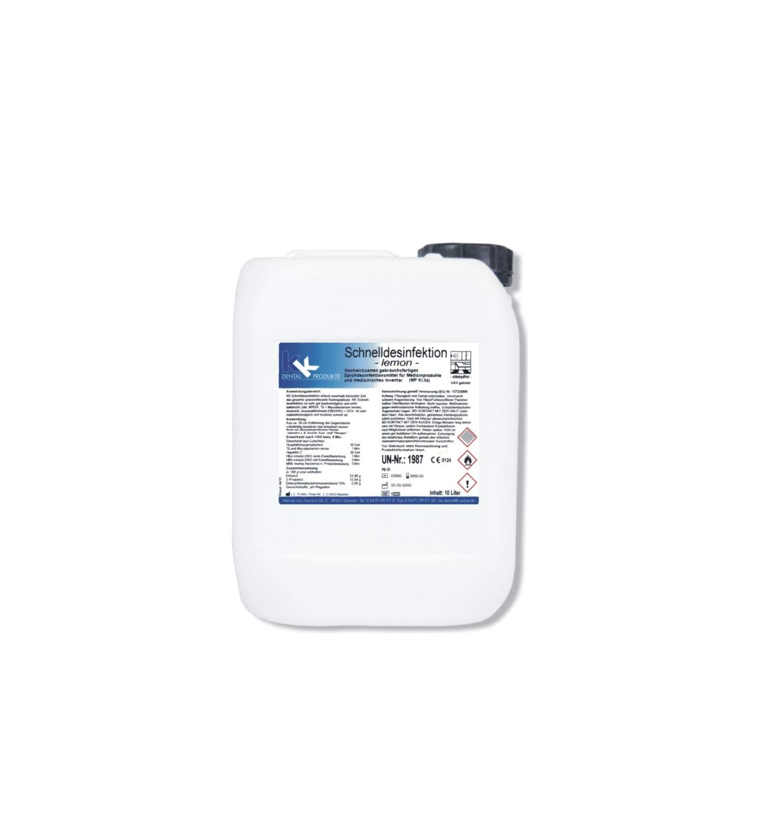 KK quick disinfection |10 liters of canister |Breastfeeding: neutral or lemon |Alcoholic area disinfection |VAH listed |Lemon lemon