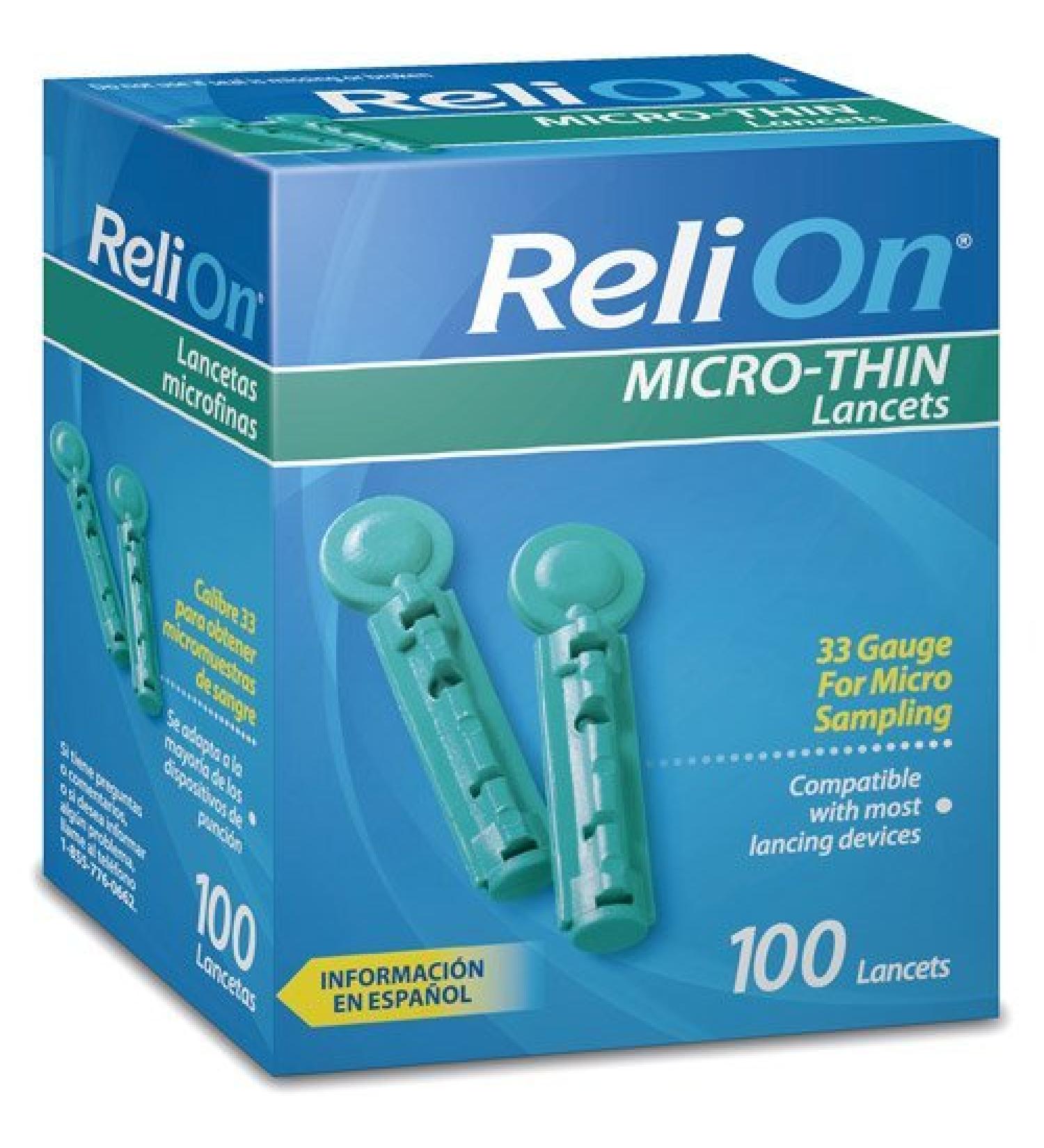 ReliOn 33G Micro-Thin Lancets  100-ct