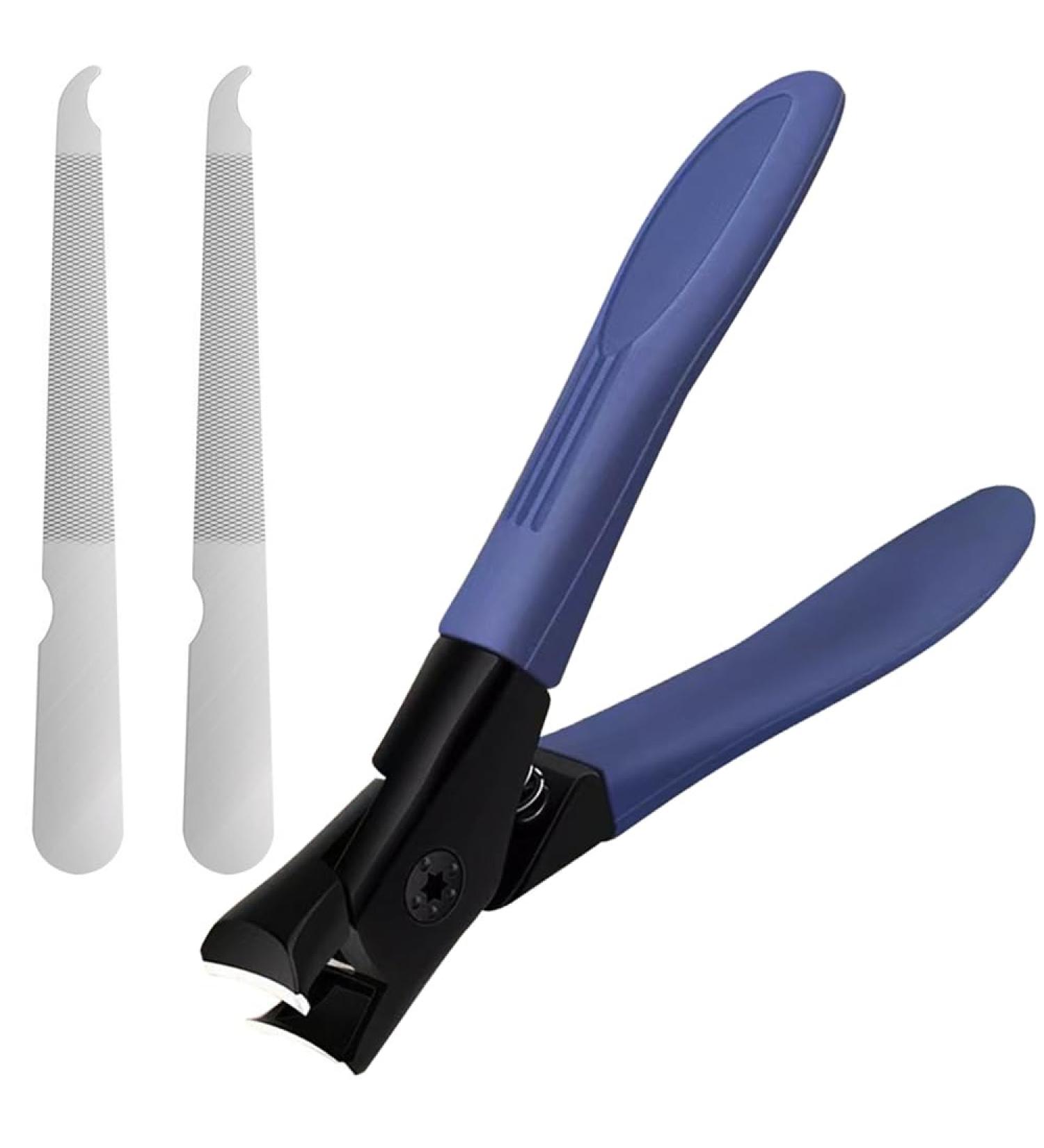 Nail Clippers for Thick Nails Wide Jaw Nail Cutter Toe Nail Clippers with Nail File Ultra Sharp Curved Splash Proof Trimmer for Adults Men Women Seniors Blue - Buy Online on GoSupps.com