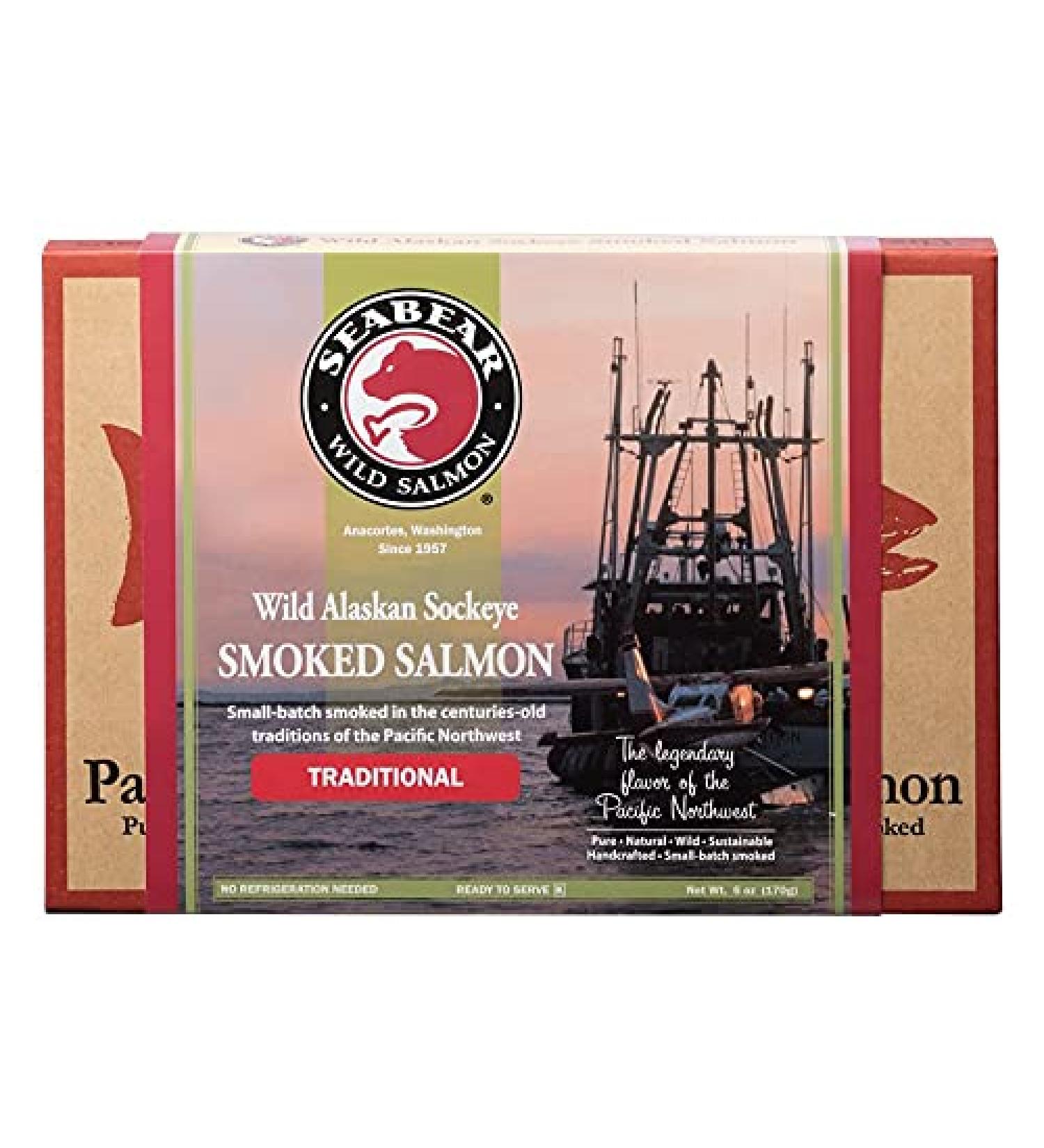 SeaBear Wild Alaskan Smoked Sockeye Salmon 6oz - Premium Quality Seafood - Buy Online on GoSupps.com