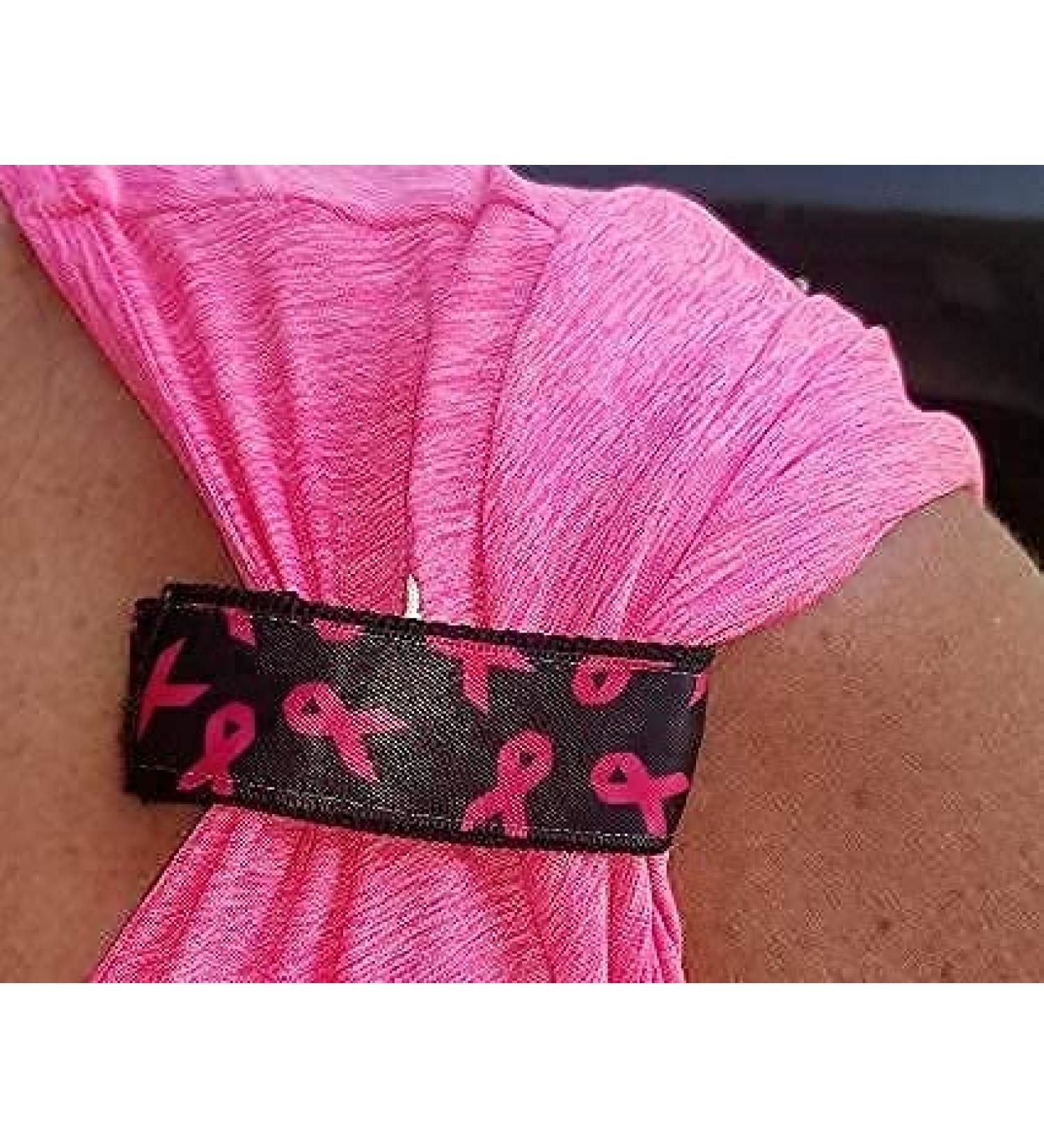 Pink Ribbon Breast Cancer Awareness Sleeve Scrunchies black (pair) from ORIGINAL USA Inventor  Breast Cancer Awareness Sleeve holders  Pink ribbon breast cancer awareness Sleeve ties  Pink Ribbon Sleeve scrunch pink ribb...