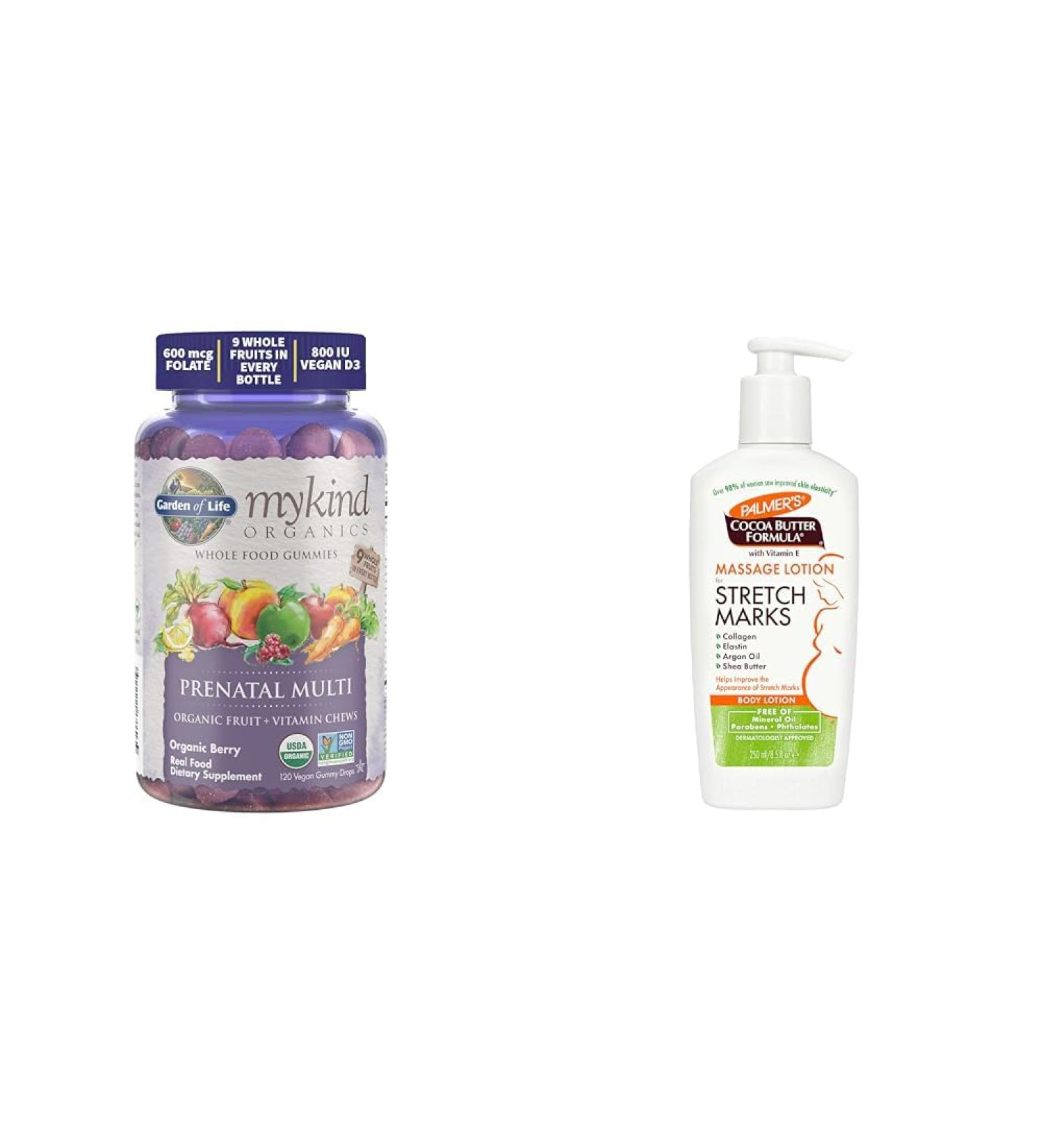 Garden of Life Organics Prenatal Gummies Multivitamin Bundle with Palmer's Cocoa Butter Massage Lotion for Pregnancy Stretch Marks 8.5 oz - Buy Online on GoSupps.com
