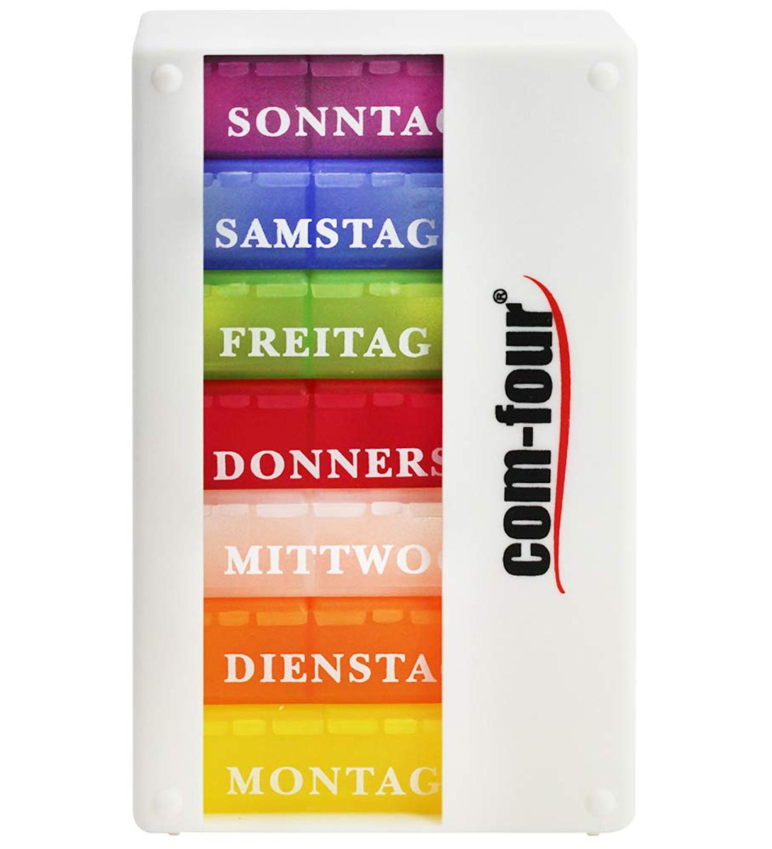 Buy Com-Four 7-Day Drug Doser | Weekly Pill Box for Morning Lunch & Evening | Tablet Organizer - White (001 Pieces) - International Shipping Available - Buy Online on GoSupps.com