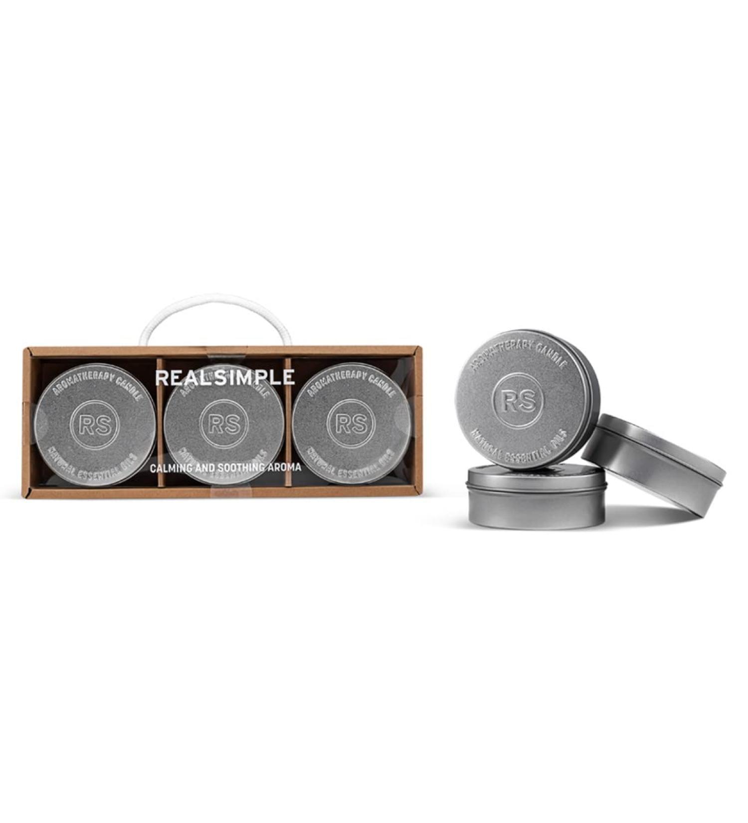 Real Simple Scented Candles Gift Set - Aromatherapy Soy Candles with Essential Oils | Rosemary Cedarwood Eucalyptus Spearmint & Lavender Vanilla Scents | Perfect International Gift - Buy Online on GoSupps.com