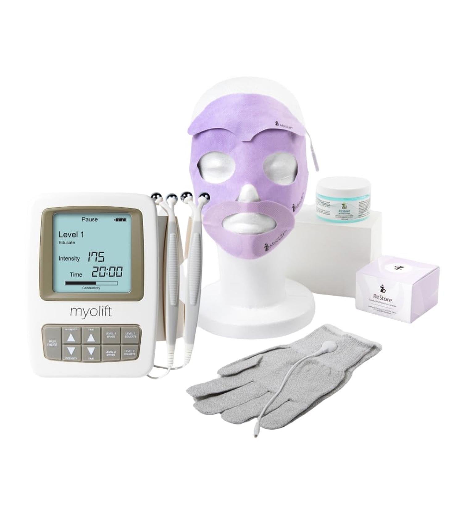 7E Wellness MyoLift Mini Bundle Mini Microcurrent Facial Device with Conductive Eye Mask Forehead & LipMasks Conductive Gloves & RestoreGel Non-Invasive Skin Care for Anti-Aging & Skin Tightening - Buy Online on GoSupps.com