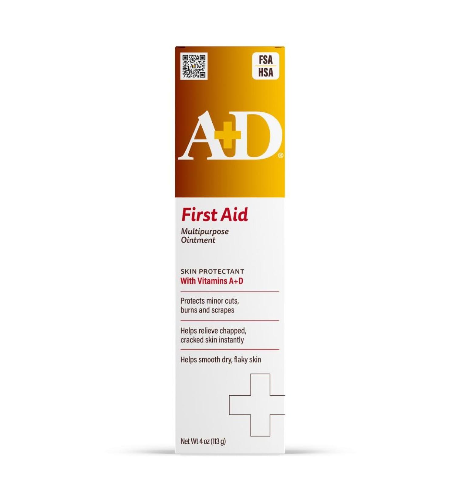 A+D First Aid Multipurpose Healing Ointment - Moisturizing Skin Protectant for Dry Cracked Heels Elbows Hands and Lips - Protects Minor Cuts Burns & Scrapes 4 oz Tube 4 Ounce (Pack of 1) - Buy Online on GoSupps.com