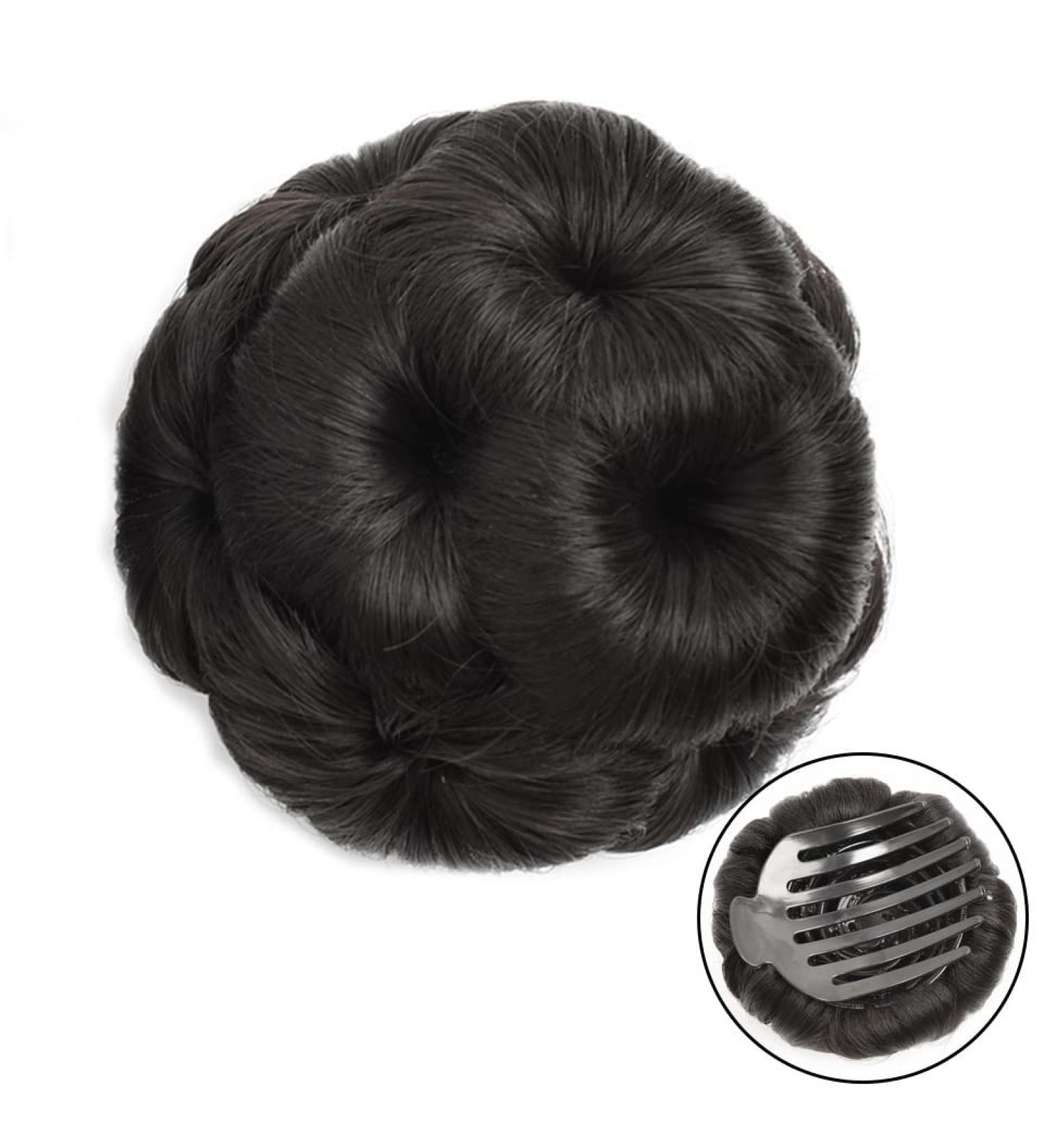 Hair Chignon Synthetic Bun Floral Style Ponytail Extension Hair Clips Braided Bun Claw Clip Donut Bun Wig Women Hair Accessories Messy Bun Hair Piece (Color : B) - Buy Online on GoSupps.com