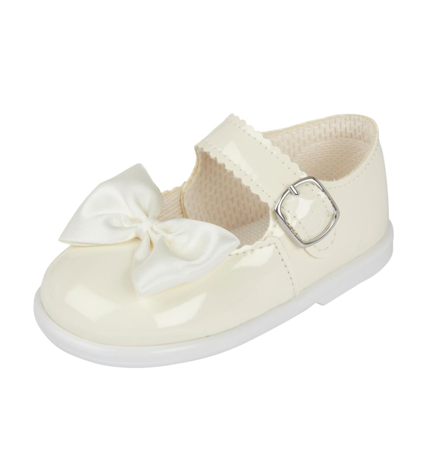 Baypods Toddler Shoes - Hard Sole First Walking Shoes for Baby Girls | Anti-Slip Sole, Made in England, Ivory Patent | Size 6 UK Child - Buy Online on GoSupps.com