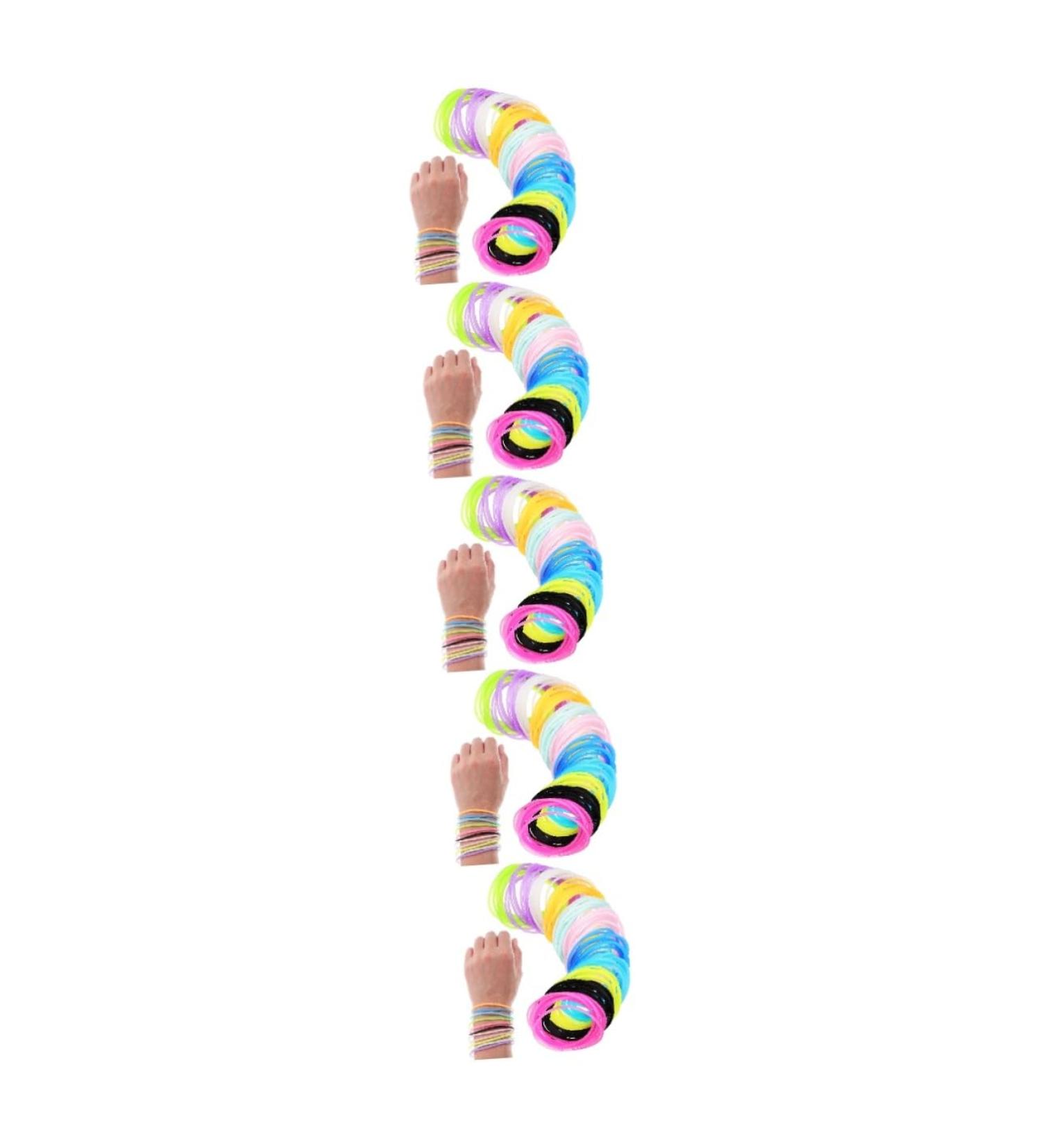 UPKOCH 750 Pcs Bracelet Hair Bands Elastic Hair Ties Disco Bracelets Neon Jelly Bracelets Color Hair Ribbons Wrist Armbands Silica Shine Hair Ring - Buy Online on GoSupps.com