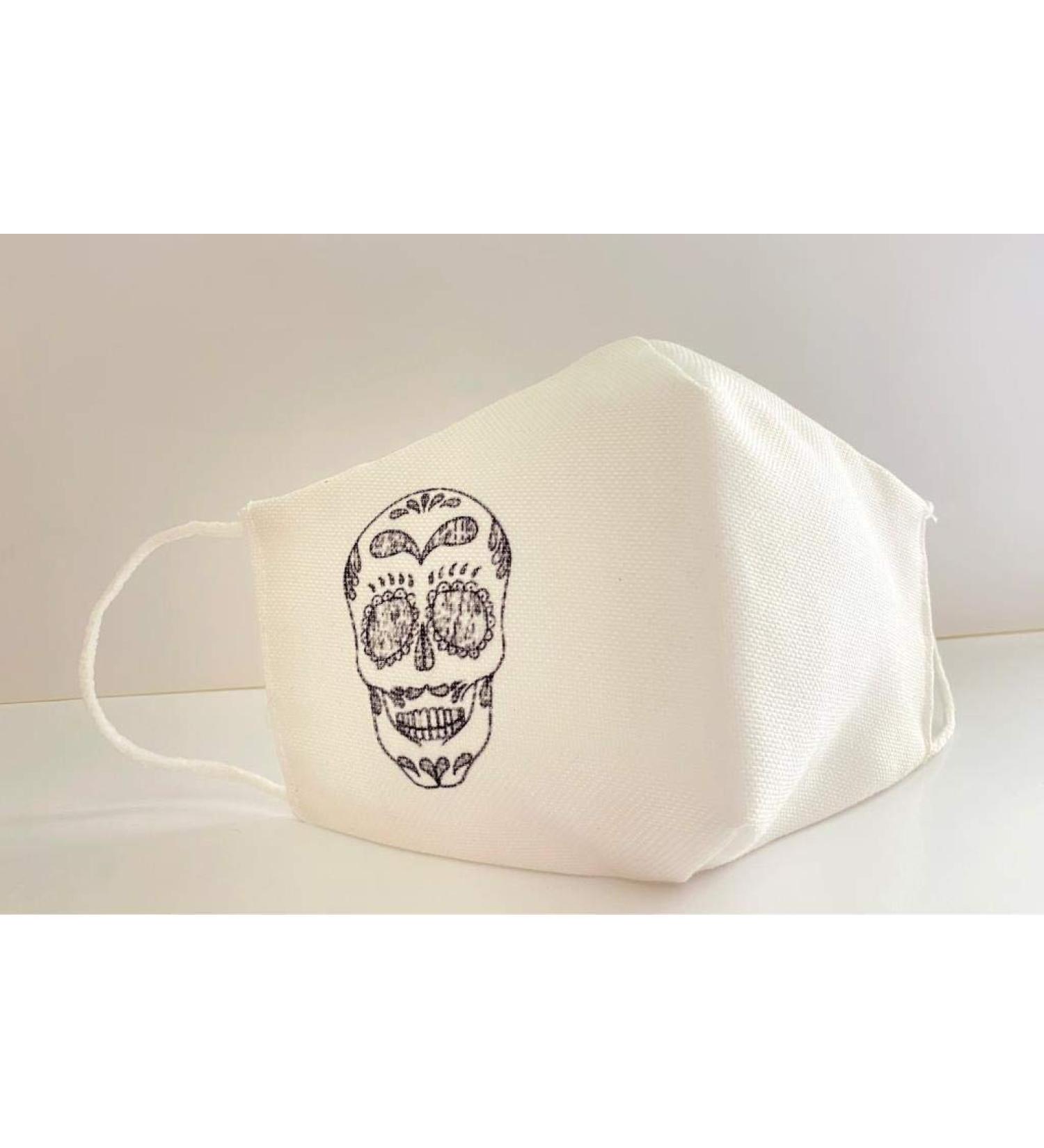 Protective mask with 3 layers white skull original funny design