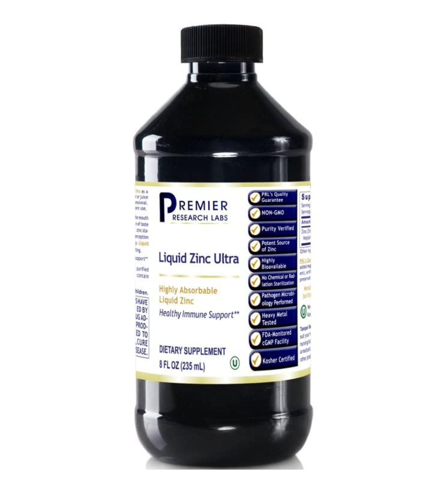 Premier Liquid Zinc 8 Fl Oz - Highly Absorbable & Pure Vegan Formula for Overall Well-Being - Buy Online on GoSupps.com
