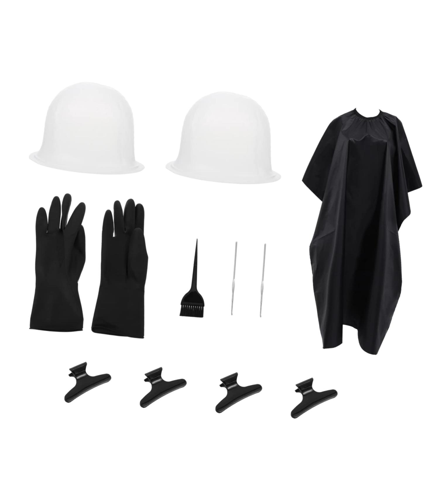 FRCOLOR 33 Pieces Silicone Hair Colour Cap Cover Salon Hairdressing Cape Hair Highlight Kit Hair Dye Brush Hair Dye Kit Tool Reusable Highlight Cap Hook Highlight with Hooks - Buy Online on GoSupps.com