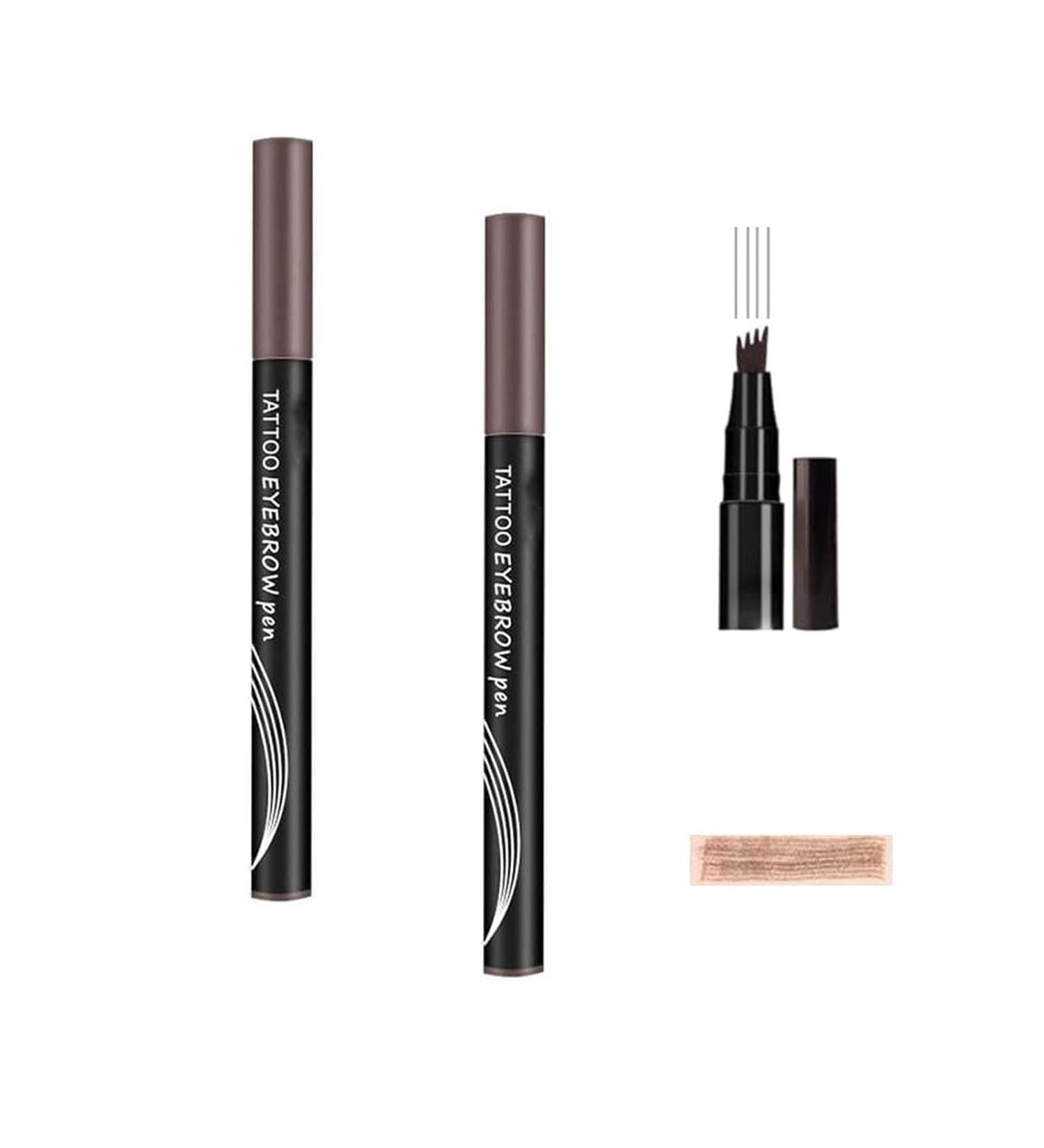 4 Tipped Waterproof Brow Pen Eyebrow Pencil with 4 Micro-Fork Tip Long-Lasting Smudgeproof Natural Eye Brow Pencils for Women Liquid Eyebrow Pencil Gray Brown - Buy Online on GoSupps.com