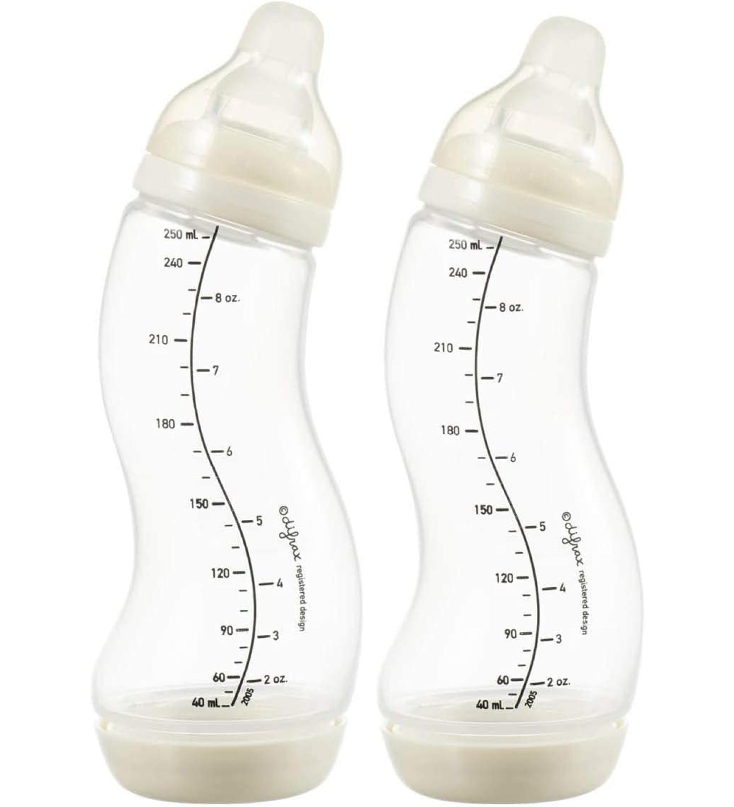 Difrax S Large Shape Advantage Baby Bottle Set - 250 ml - Anti Colic 0-6 Months Baby Bottles Birth and Up - Cream and Beige - Buy Online on GoSupps.com