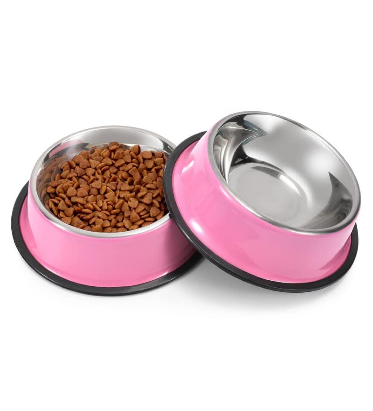 WERFORU 2 Pieces Dog Bowls Stainless Steel Dog Cat Bowls Pet Bowls For Feeding Water and Food Pink Medium Size M (2 Count) A-pink - Buy Online on GoSupps.com