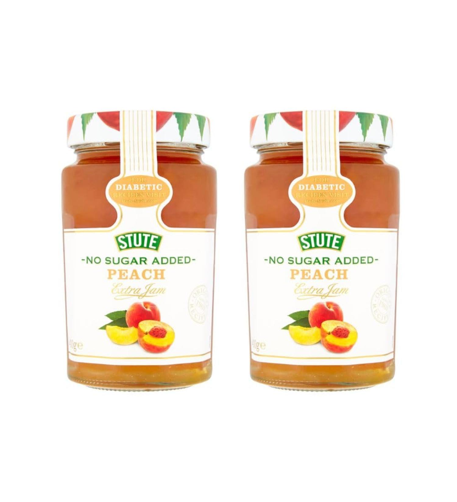2 x 430g No Added Sugar Peach Jam Diabetic Friendly