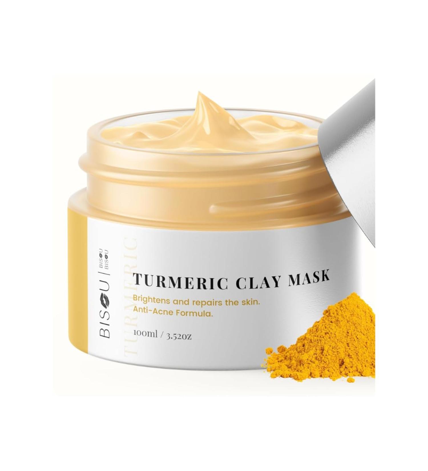 Turmeric Clay Mask - Organic Anti-Aging Face Mask | Brightens Dark Spots & Clears Pores | Acne Remedy & Sensitive Skin Gift - Buy Online on GoSupps.com