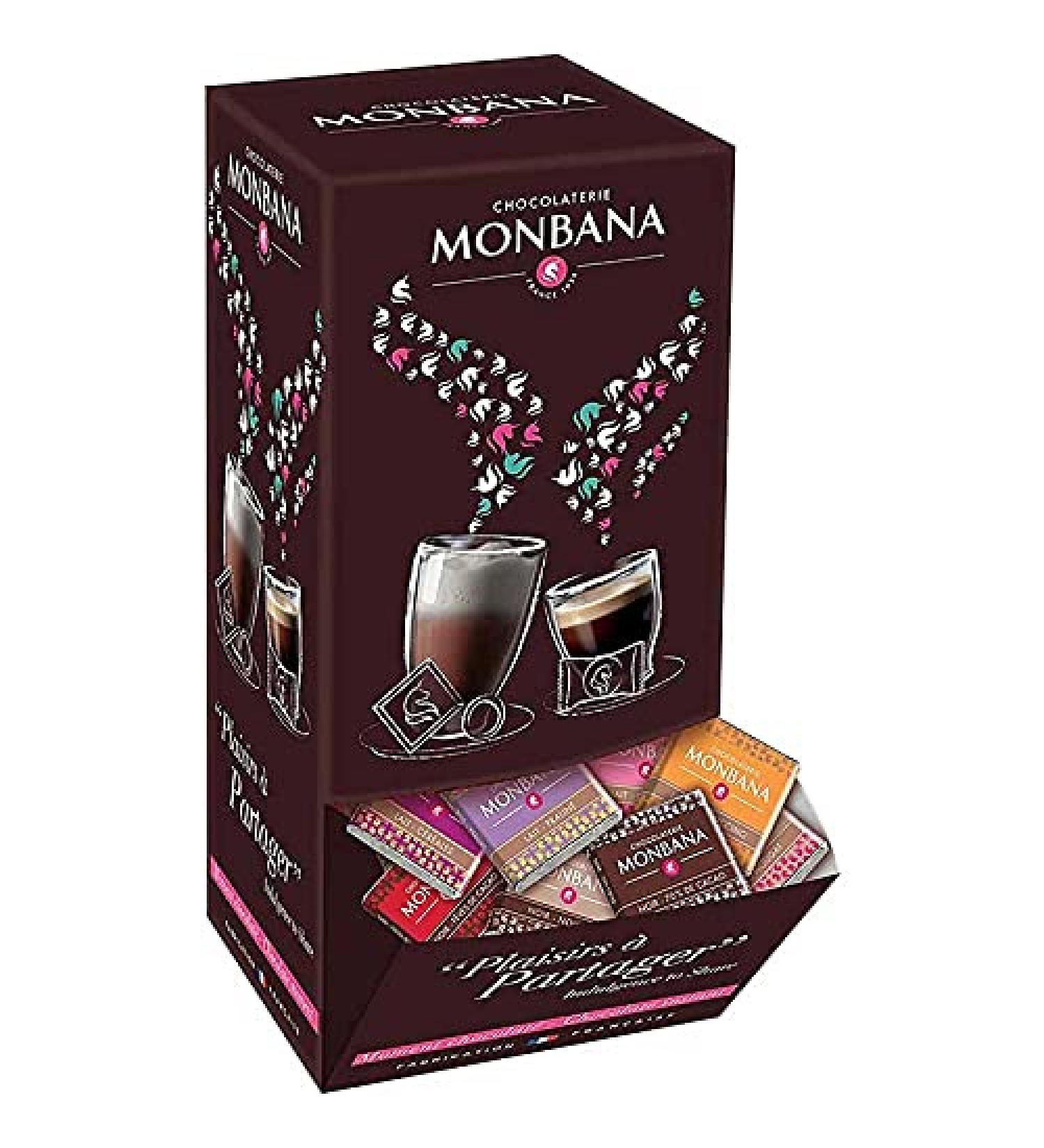 Monbana Box 800 g Assortment of 200 chocolate squares. 10 different flavors milk chocolate black 70%... - Buy Online on GoSupps.com