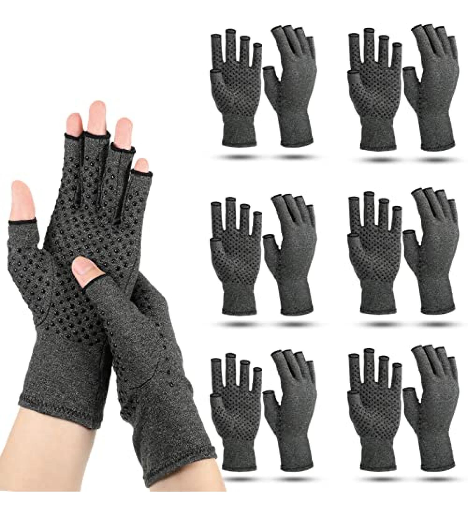 Zhanmai Arthritis Compression Gloves - 6 Pairs for Men and Women, Large Size - Carpal Tunnel, Pain Relief, Anti-Slip Design - Buy Online on GoSupps.com