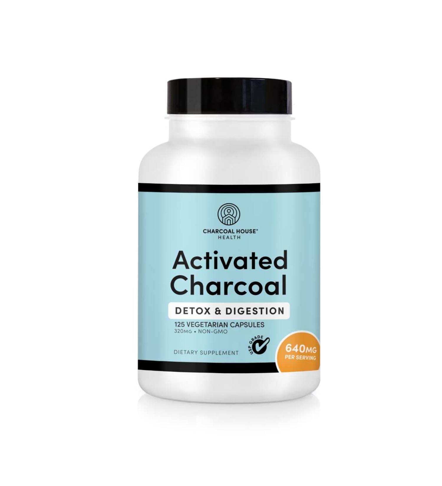 Charcoal House Activated Charcoal Capsules for Adults | Natural Vegan Non-GMO & Gluten Free | USP Charcoal Pills for Stomach Cleanse Healthy Digestion Gas & Nausea | USP Medical Grade | 125 ct. - Buy Online on GoSupps.com