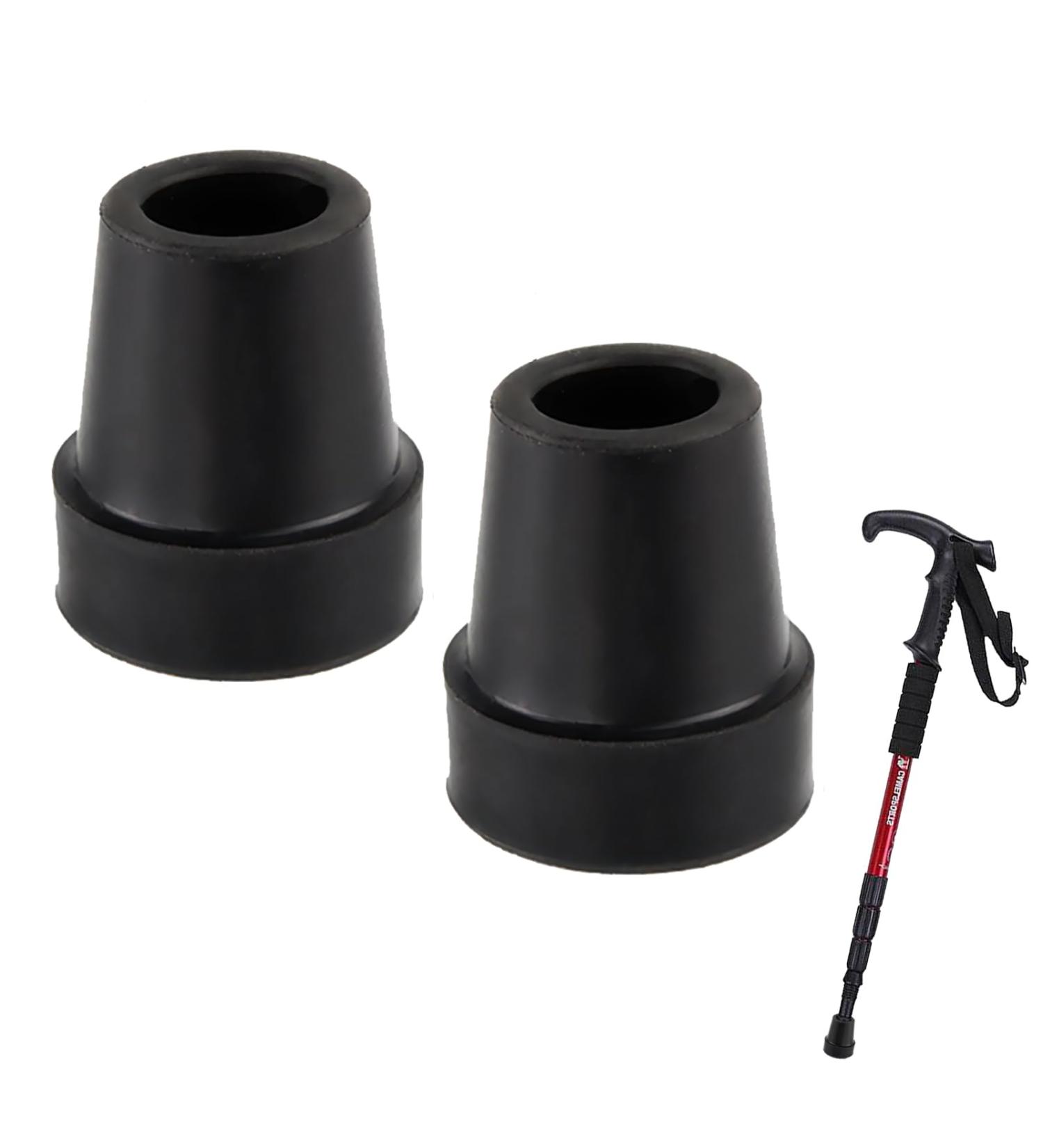 Walking Stick Rubber Ends 19mm 2Pcs - Heavy Duty Black Replacement Tips for Walking Cane, Crutch, Folding Cane - Buy Online on GoSupps.com