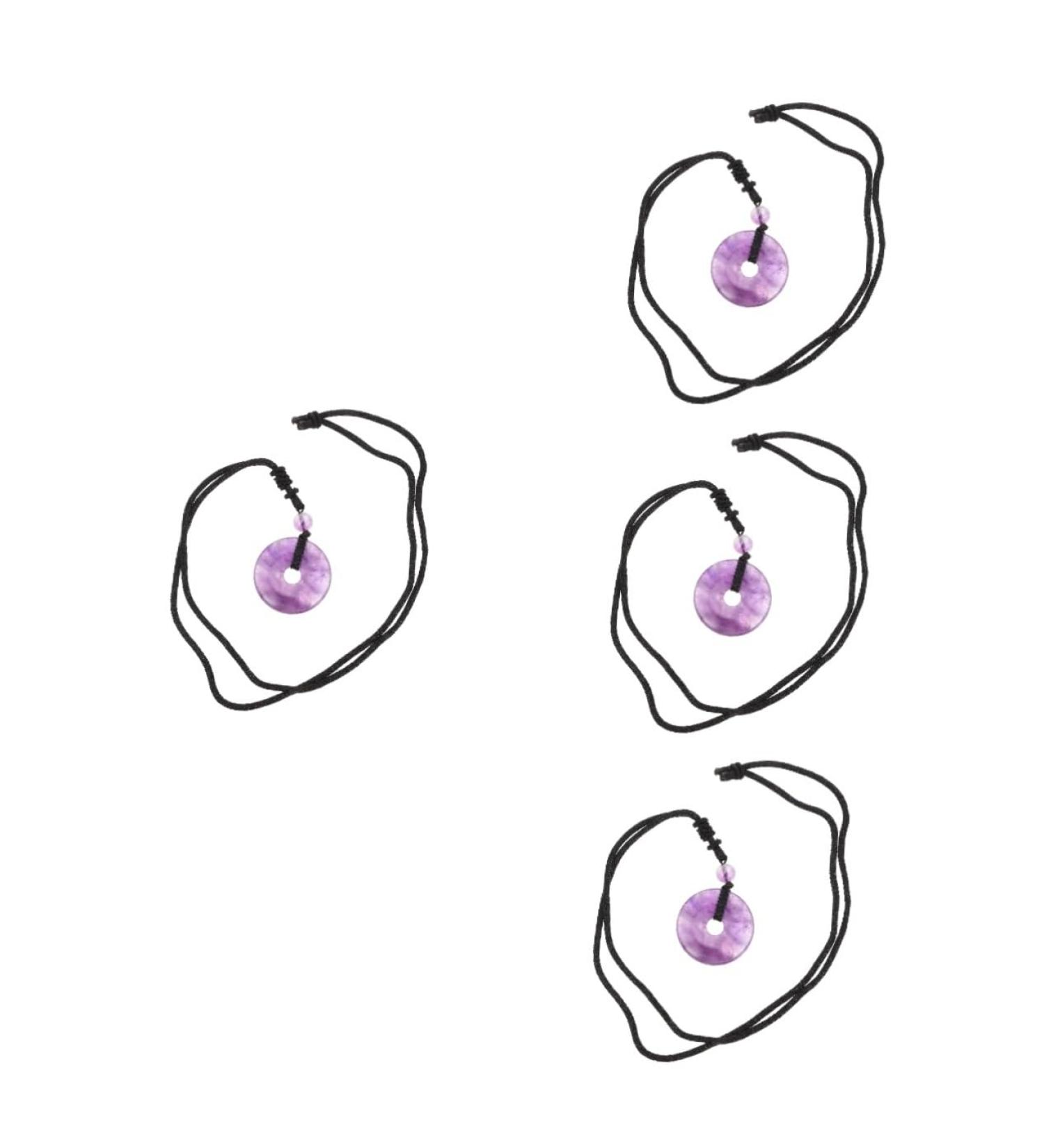 Buy Magiclulu 4-Piece Amethyst Stone Necklace Set - Portable Safety Buckle & Festival Accessories - International Shipping Available - Buy Online on GoSupps.com