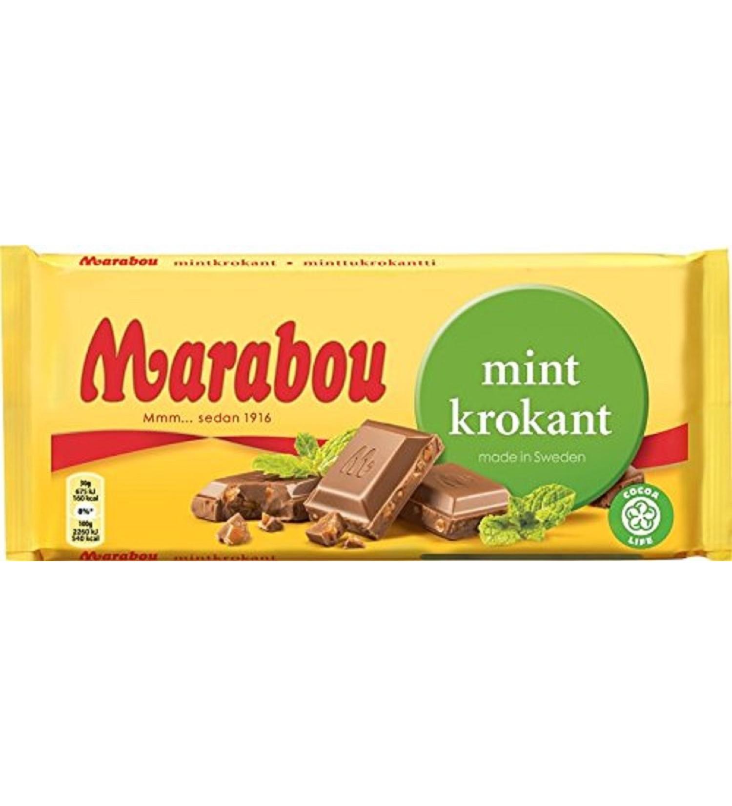 Marabou Mint Krokant Milk Chocolate Bar 200g (Sweden) - Buy Online on GoSupps.com