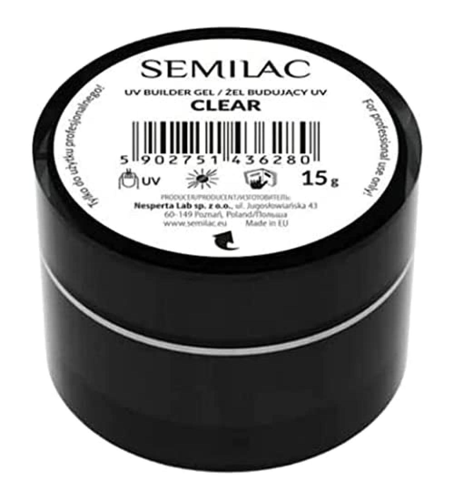 Semilac Clear Nail Builder For Hard Strong Nails & Extend Gel - Perfect For Nail Construction and Nail Art. Easy To Apply Non Damaging - Repairs Broken & Damaged Nails 15g