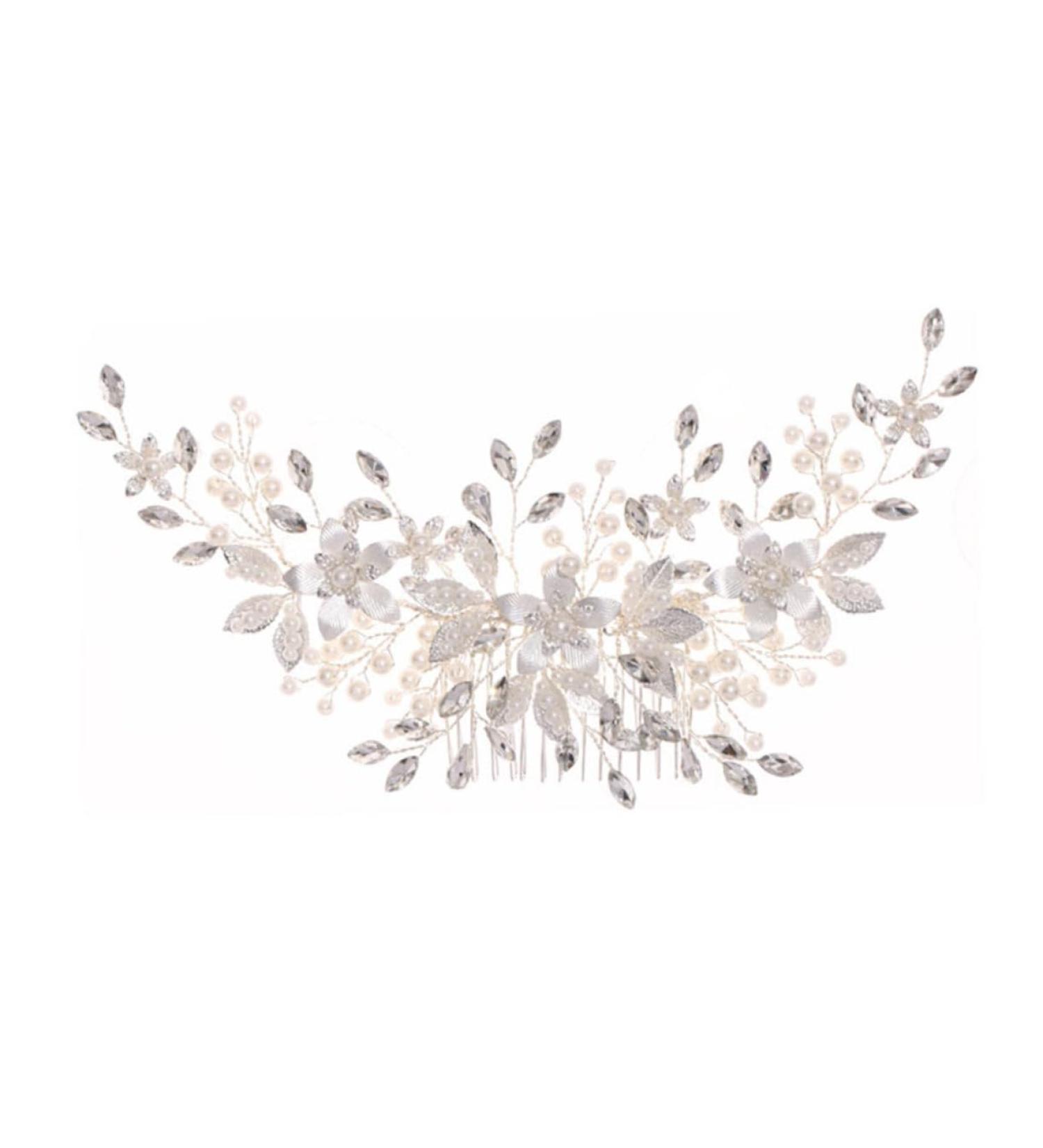 Ipetboom Alloy Pearl Hair Comb Rhinestone Barrettes Hair Accessory for Women Pearl Hair Pin Tiara Bridal Headdress Hair Accessories White European and American Bride Iron Wire - Buy Online on GoSupps.com