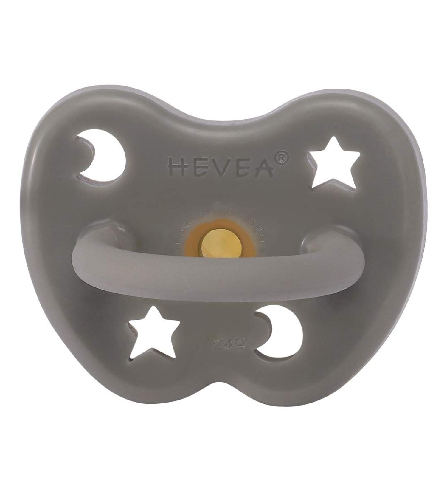HEVEA Pacifier Shiitake Grey - Natural Rubber Star & Moon Design for 3+ Months - International Shipping Available - Buy Online on GoSupps.com