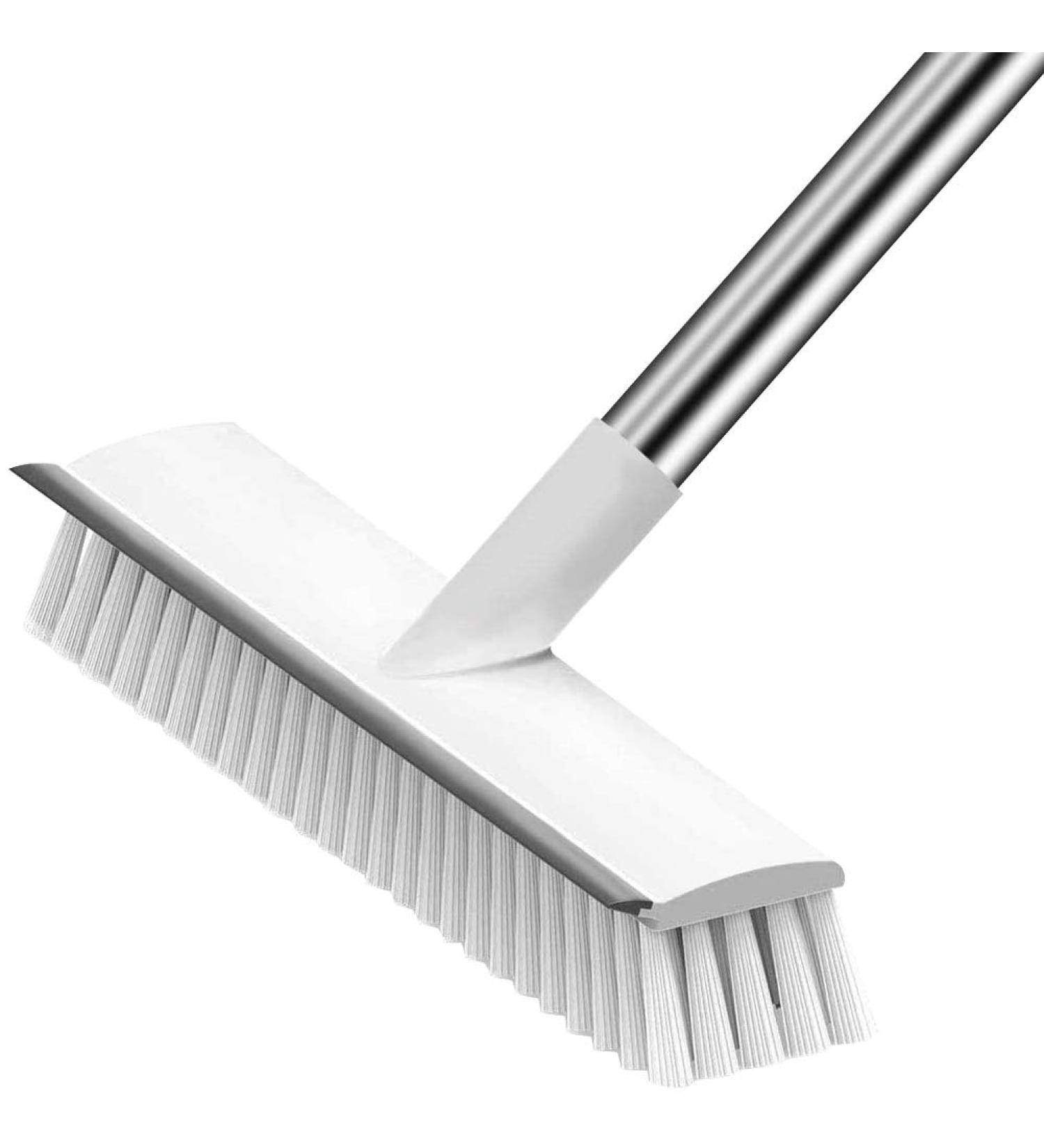 XUXRUS Floor Scrub Brush Long Handle Stainless Steel Push Broom Stiff Bristle Brush Scrubber Cleaning Brush for Bathroom Living Room Roof Garage Swimming Patio Pool White Grey - Buy Online on GoSupps.com