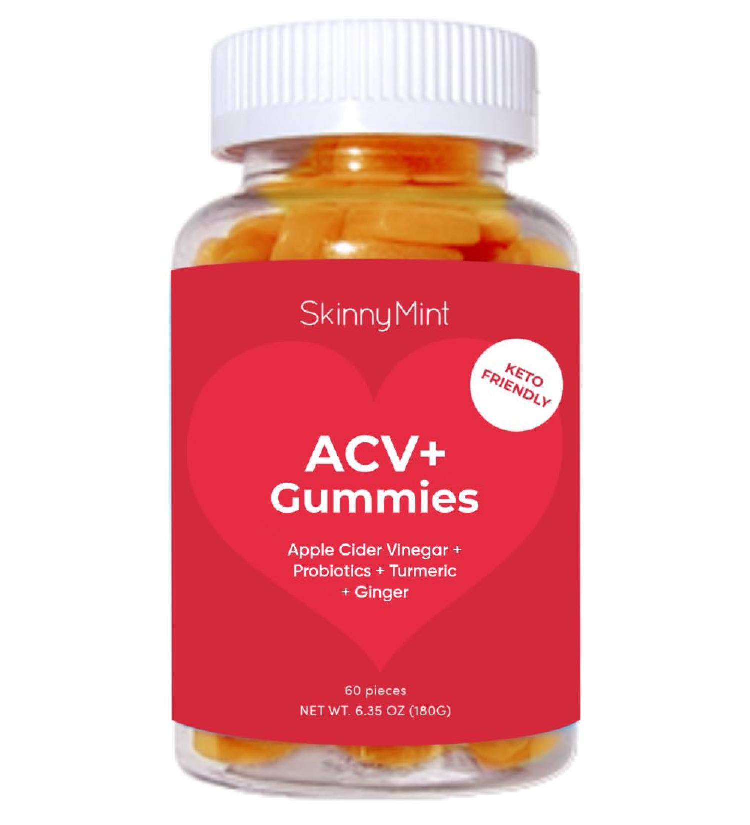 Buy SkinnyMint Super ACV Gummies | 4-in-1 Apple Cider Vinegar Probiotics Turmeric & Ginger for Gut Health Digestion Metabolism & Immune Support - 60 Count - Buy Online on GoSupps.com