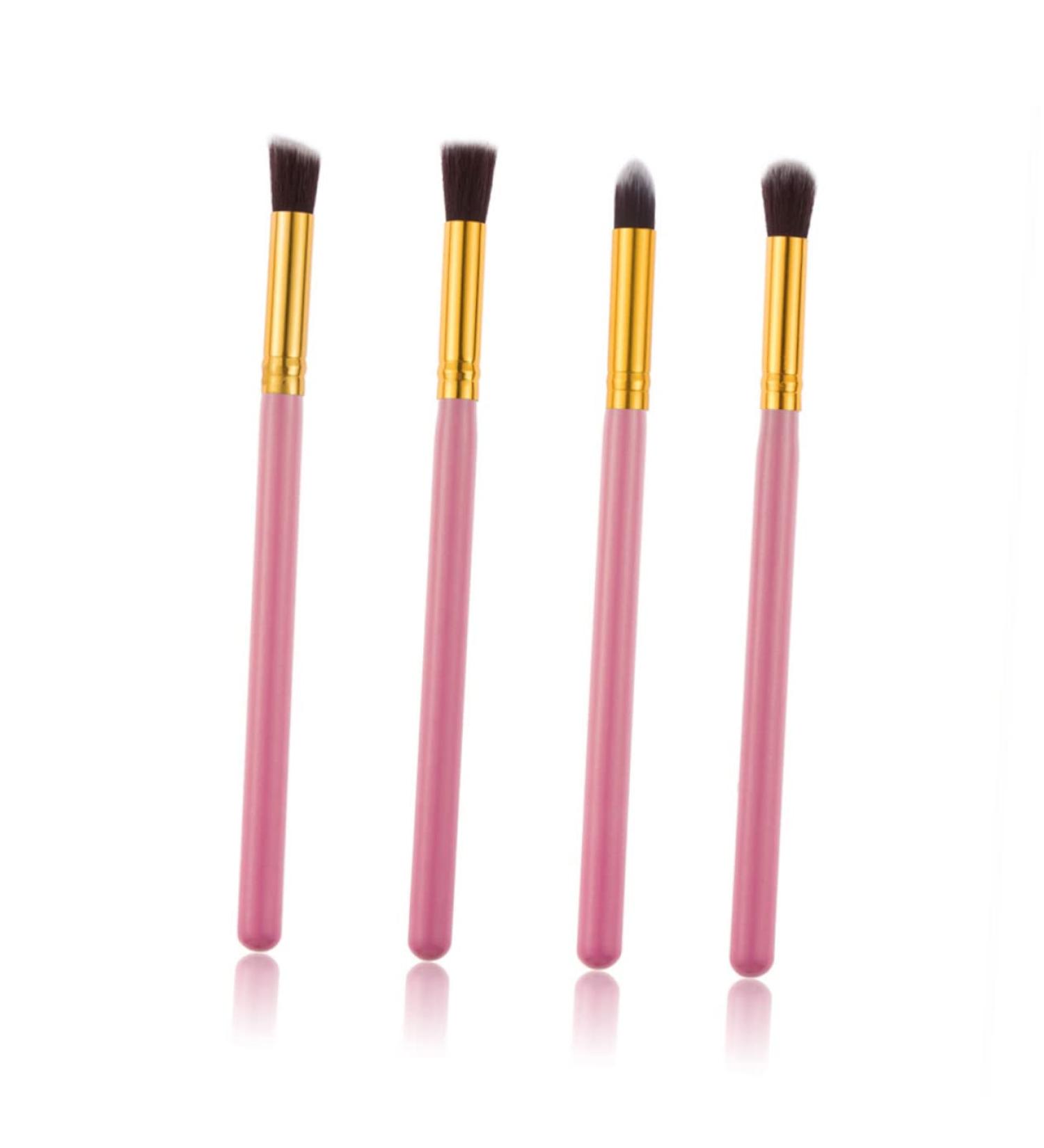 WOONEKY 4pcs Set Eye Make-up Brush Kit Eyeshadow Stick Foundation Makeup Brushes Eye Cosmetic Brushes Pink