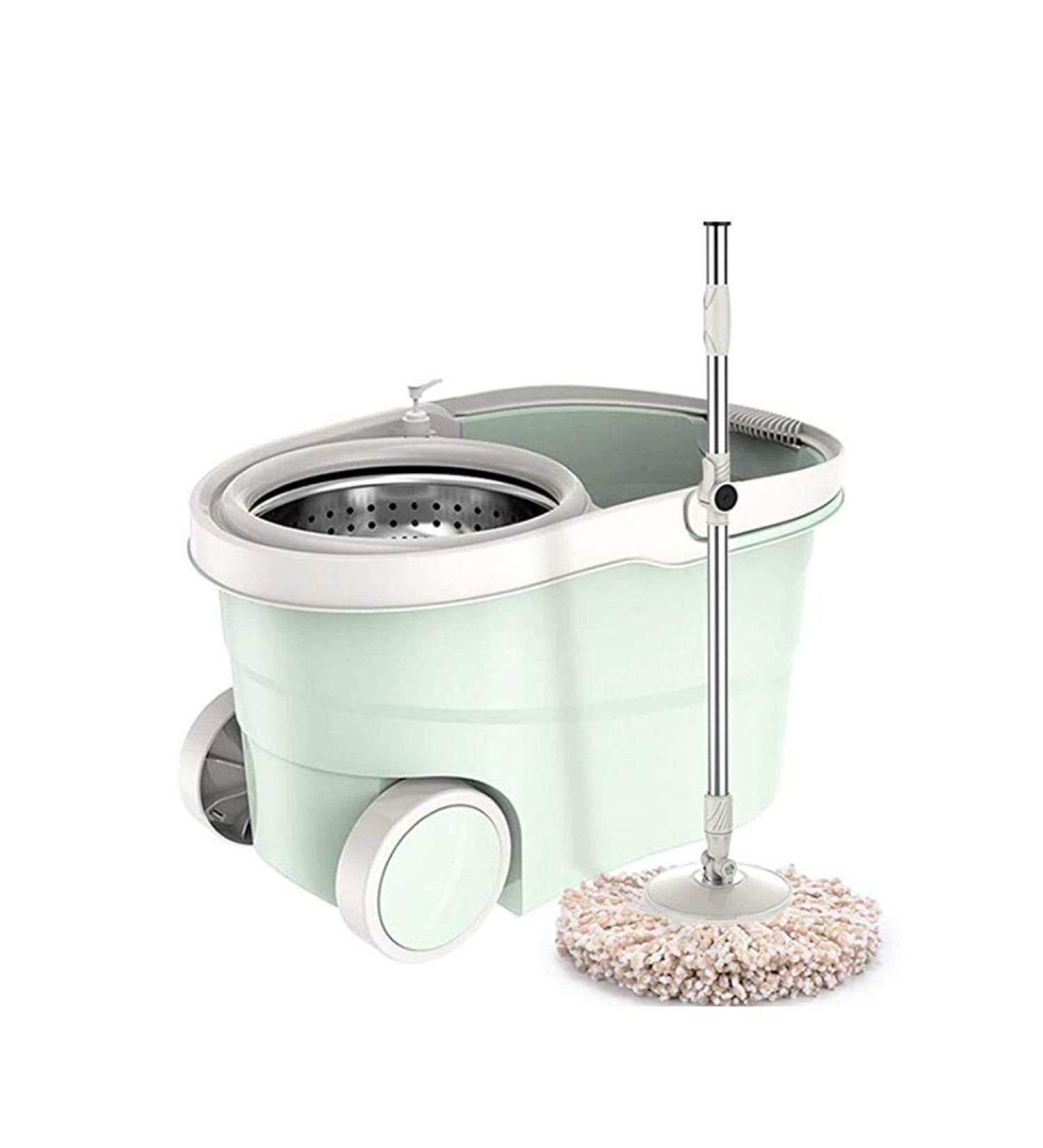 Spin Mop Stainless Steel Space Saving Rotating Bucket Set with Drain Hole for Home Kitchen Floor Cleaning Smooth Sailing - Buy Online on GoSupps.com