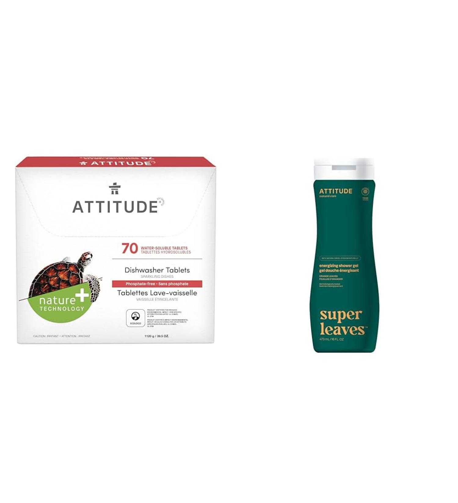 ATTITUDE Dishwasher Pods Naturally Derived Dishwashing Detergent Vegan and Plant-Based Dish Soap & Body Wash EWG Verified Shower Gel Dermatologically Tested Plant and Mineral-Based - Buy Online on GoSupps.com