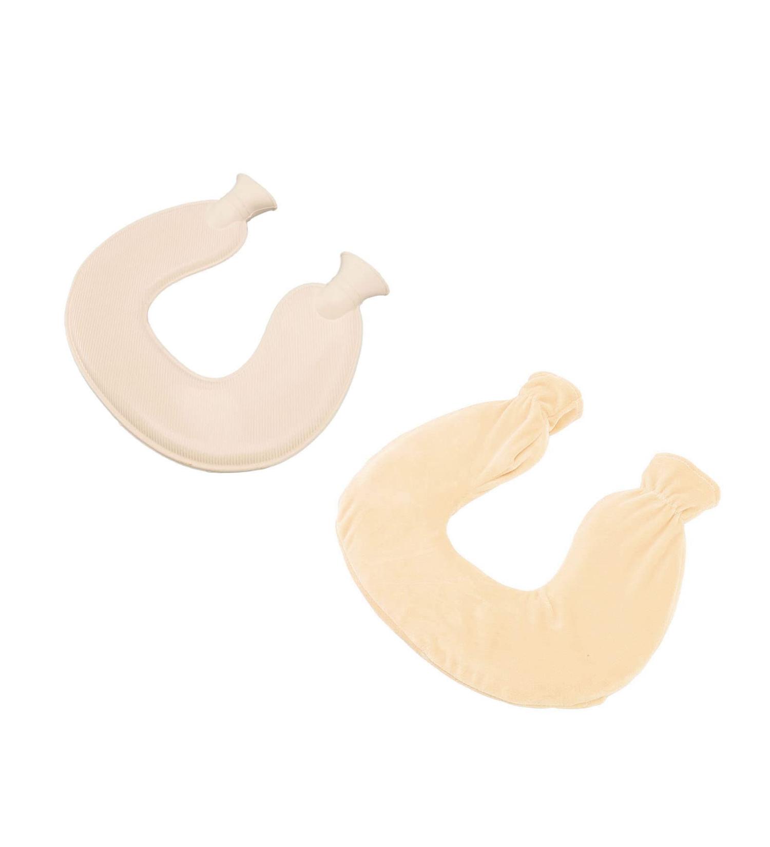 LBEC Hot Water Bottle 1L - Explosion-Proof U-Shaped Beige Soft Cover for Pain Relief - Ideal for International Shipping - Buy Online on GoSupps.com