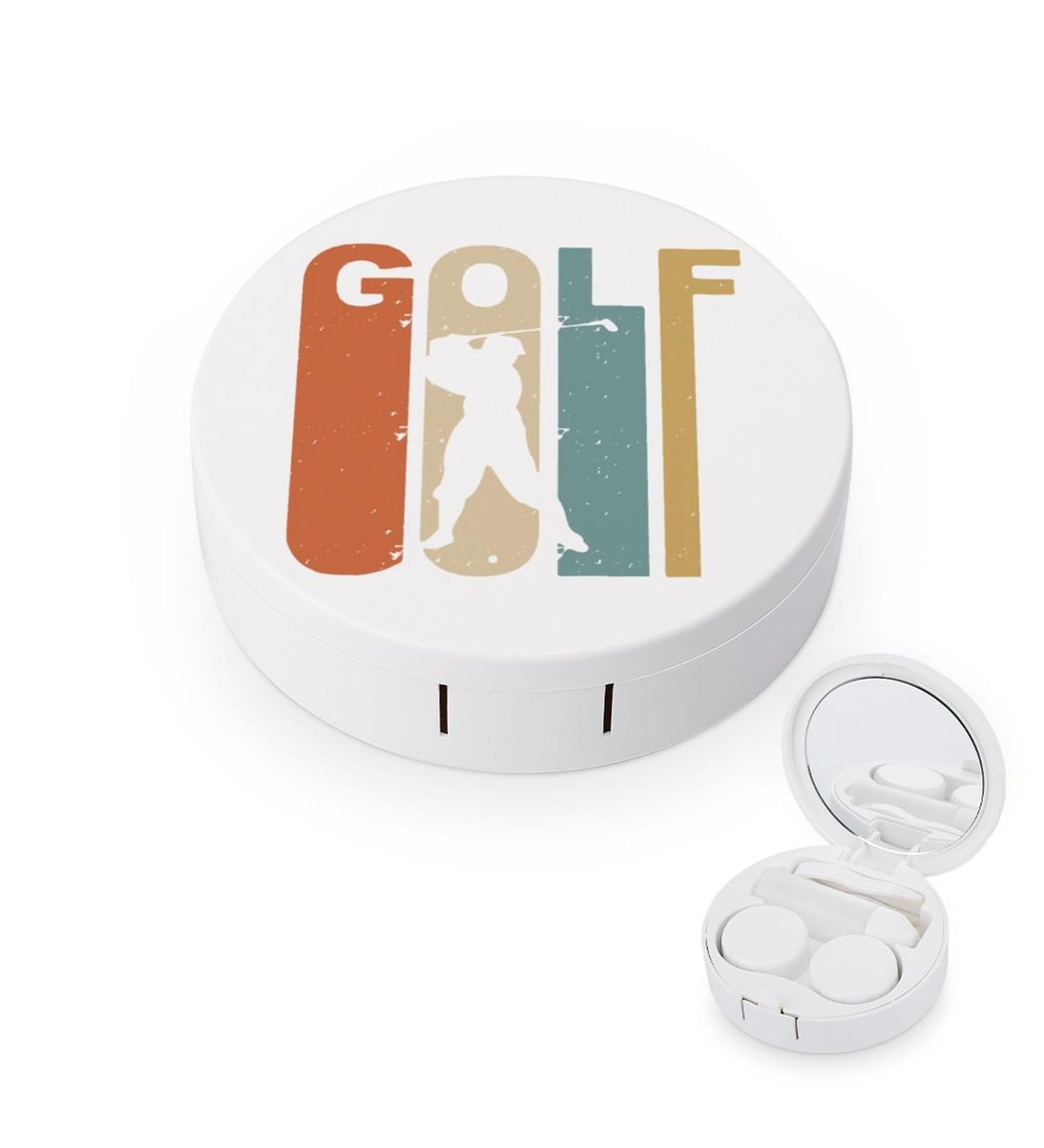 Retro Golf Ball Contact Lens Case with Mirror - Portable Cute Storage Box - Buy Online on GoSupps.com