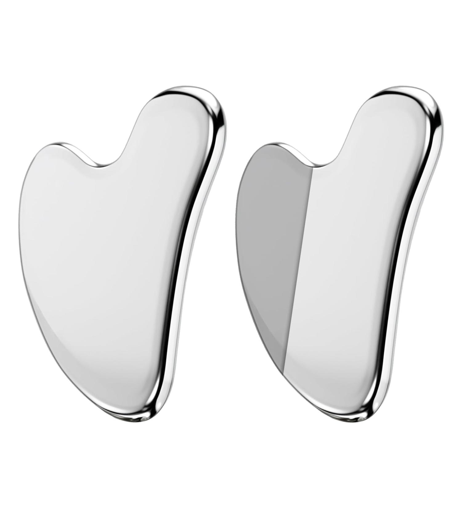 Buy Landrain 2-Piece Gua Sha Stone Set - Heart Shape Stainless Steel Facial Massage Tools for Glowing Skin - Buy Online on GoSupps.com