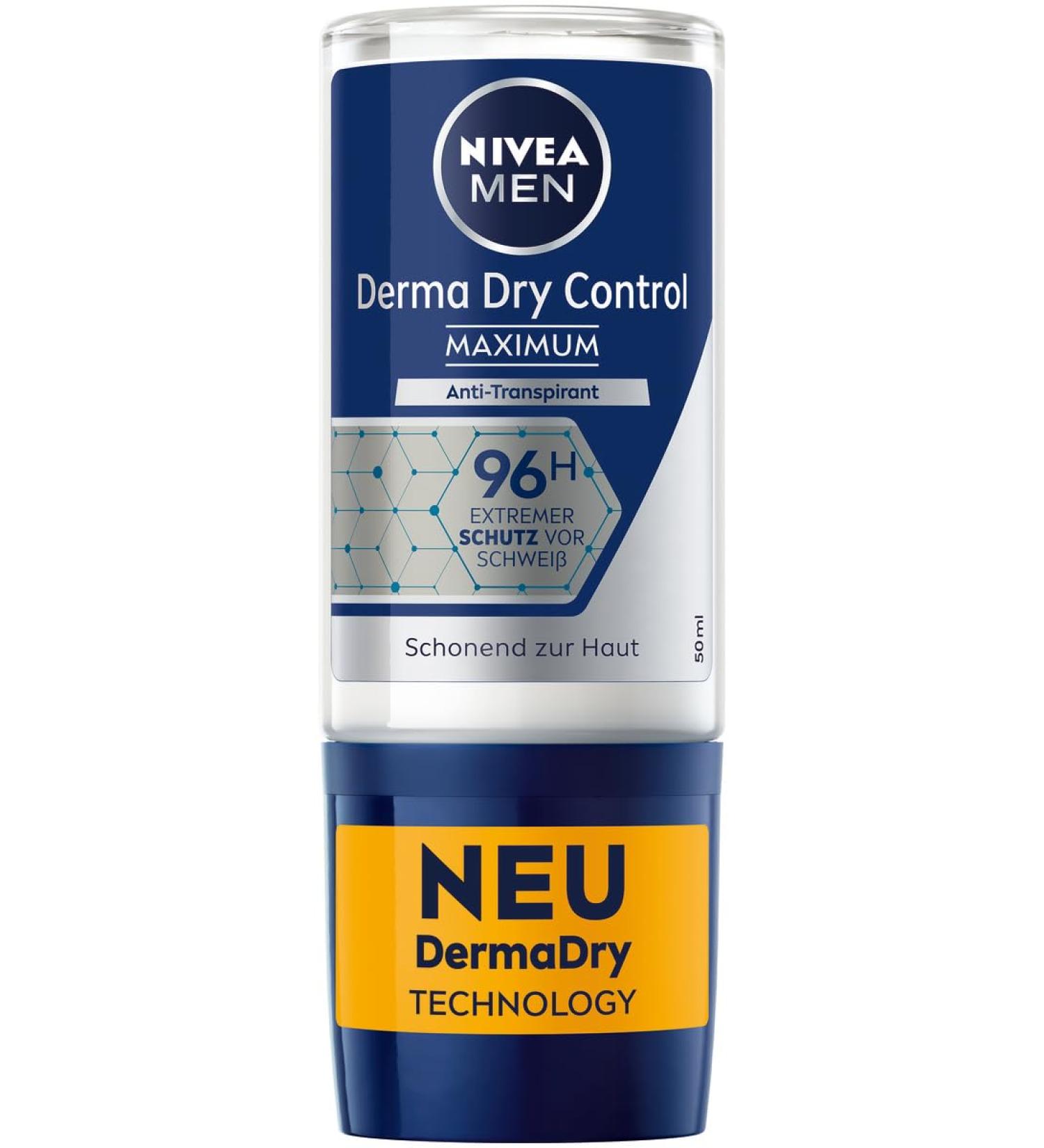 NIVEA MEN Derma Dry Control Maximum Roll-On Deodorant - 50 ml