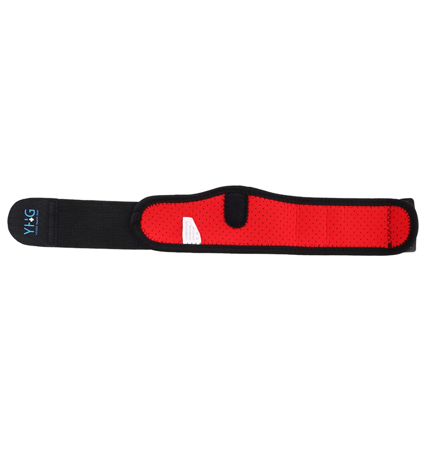 YHG Wrist Strap & Arm Elbow Support Bandage - Adjustable Red & Black Forearm Compression for Men & Women - 10CM Stretchable Black Elastic - Buy Online on GoSupps.com