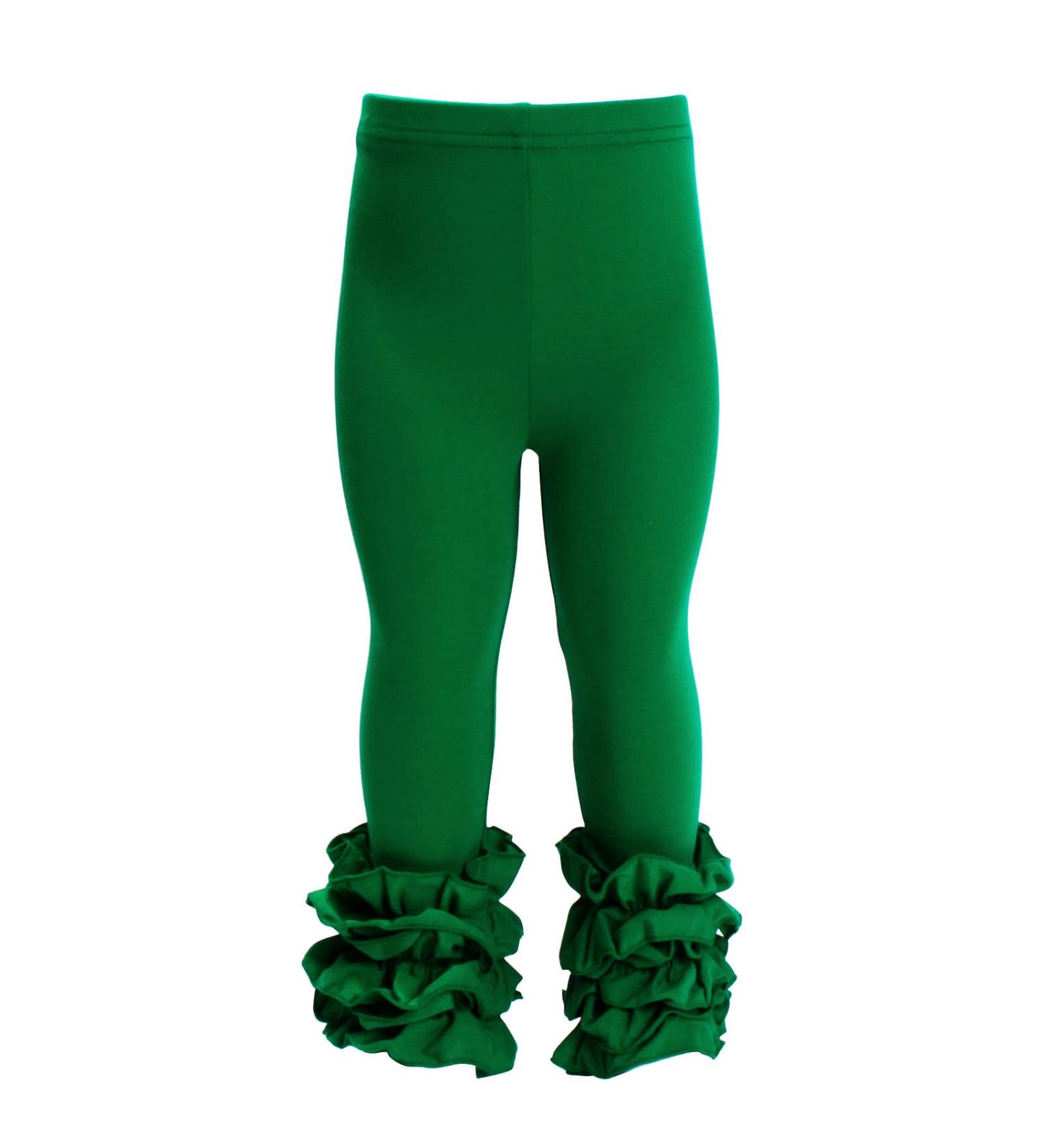 Hoolchean Girls Cotton Ruffle Leggings - Size 6-12 Months, Green - Buy Online on GoSupps.com