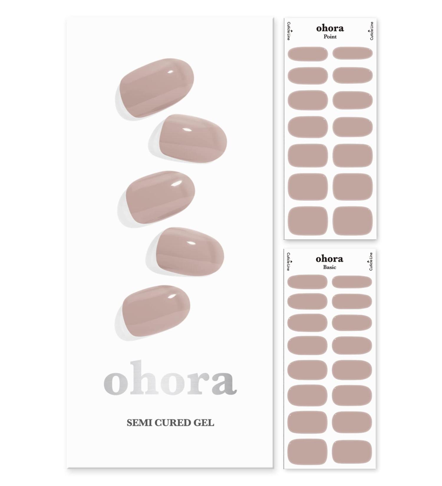 ohora Semi Cured Gel Nail Strips in Cream Beige - Salon-Quality, Long Lasting, Easy to Apply & Remove - Includes 2 Prep Pads, Nail File & Wooden Stick - Buy Online on GoSupps.com