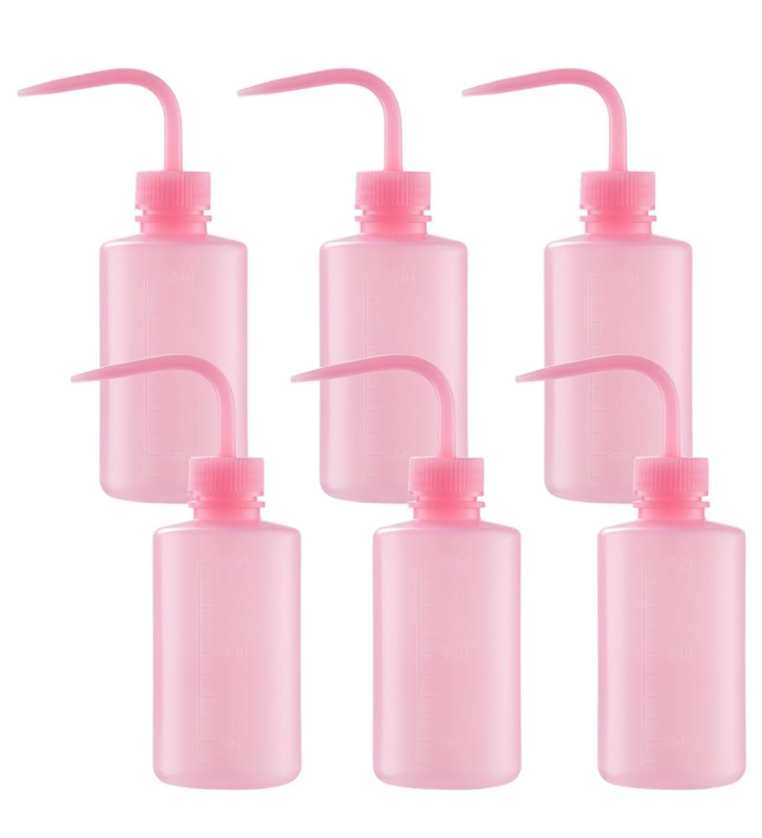 Set of 6 eyelash wash bottles with curved nozzle and leak-proof cap ideal for rinsing eyelashes and laboratory use 250 ml - Buy Online on GoSupps.com