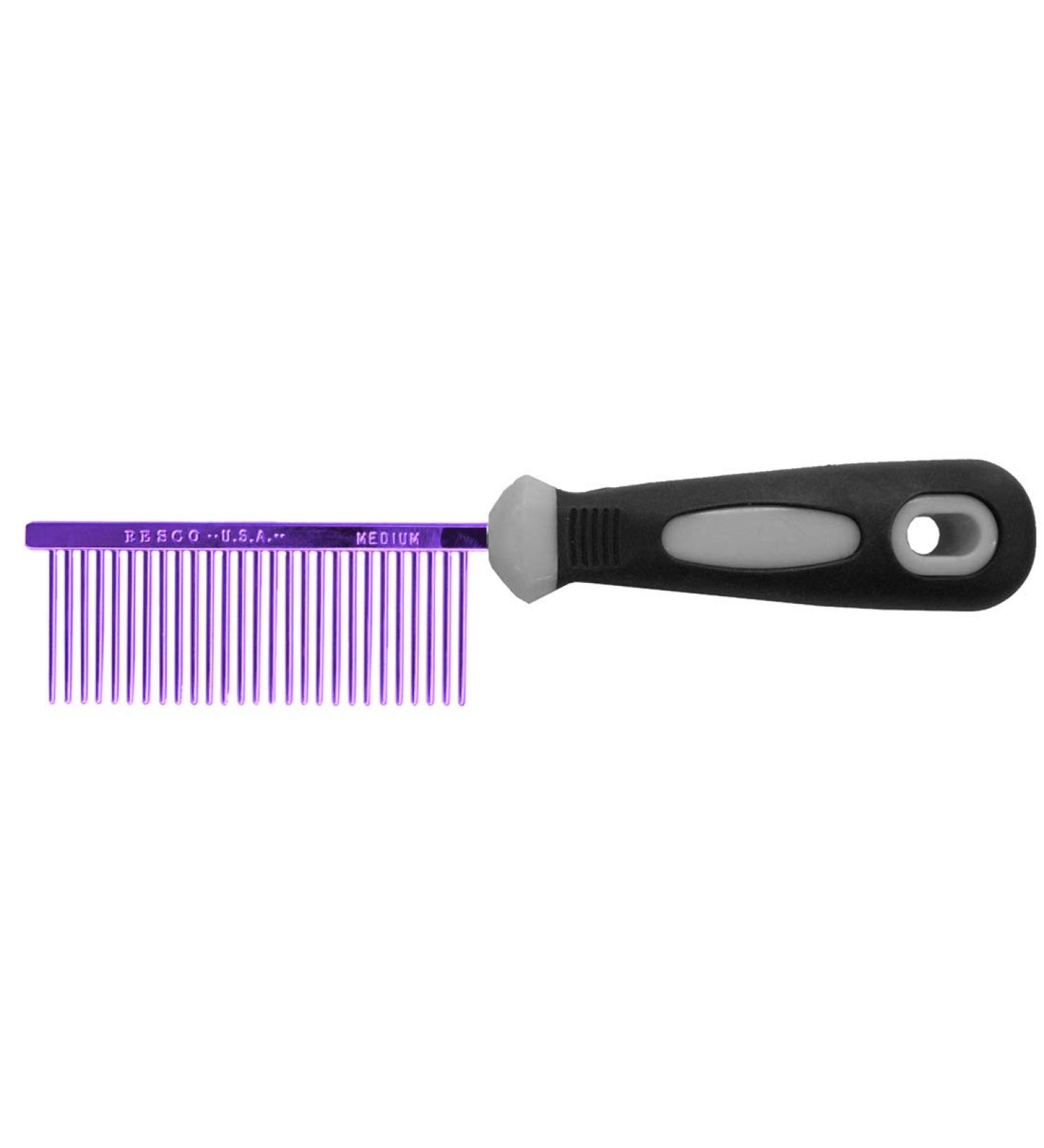 Resco Professional antistatic comb for dogs and cats for fur care steel pencils medium tooth spacing Candy Purple Medium Candy Violet