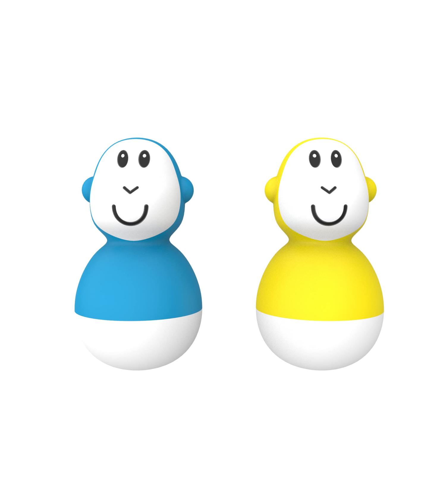 Matchstick Monkey Bathtime Wobblers Set - 2 Antimicrobial Baby Bath Toys, Easy-to-Grip Sensory Learning Toy for 12 Months+, Blue & Yellow - Buy Online on GoSupps.com